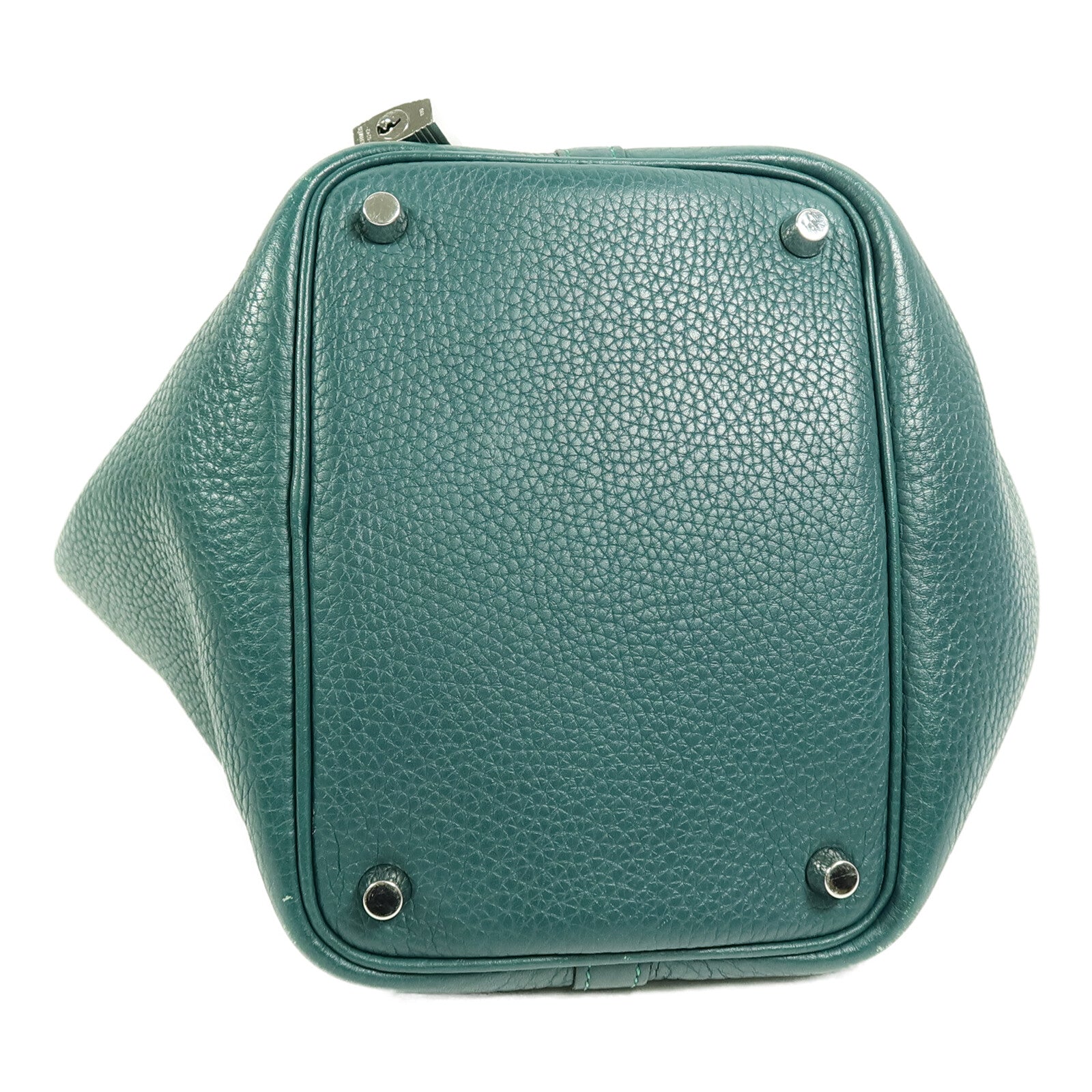 HERMES Clemence皮革Picotin PM手挽袋Vert Bosphore