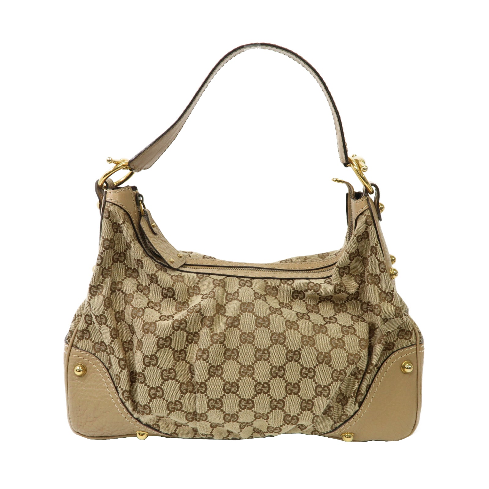 GUCCI 帆布Shoulder Bag金扣肩背袋米色