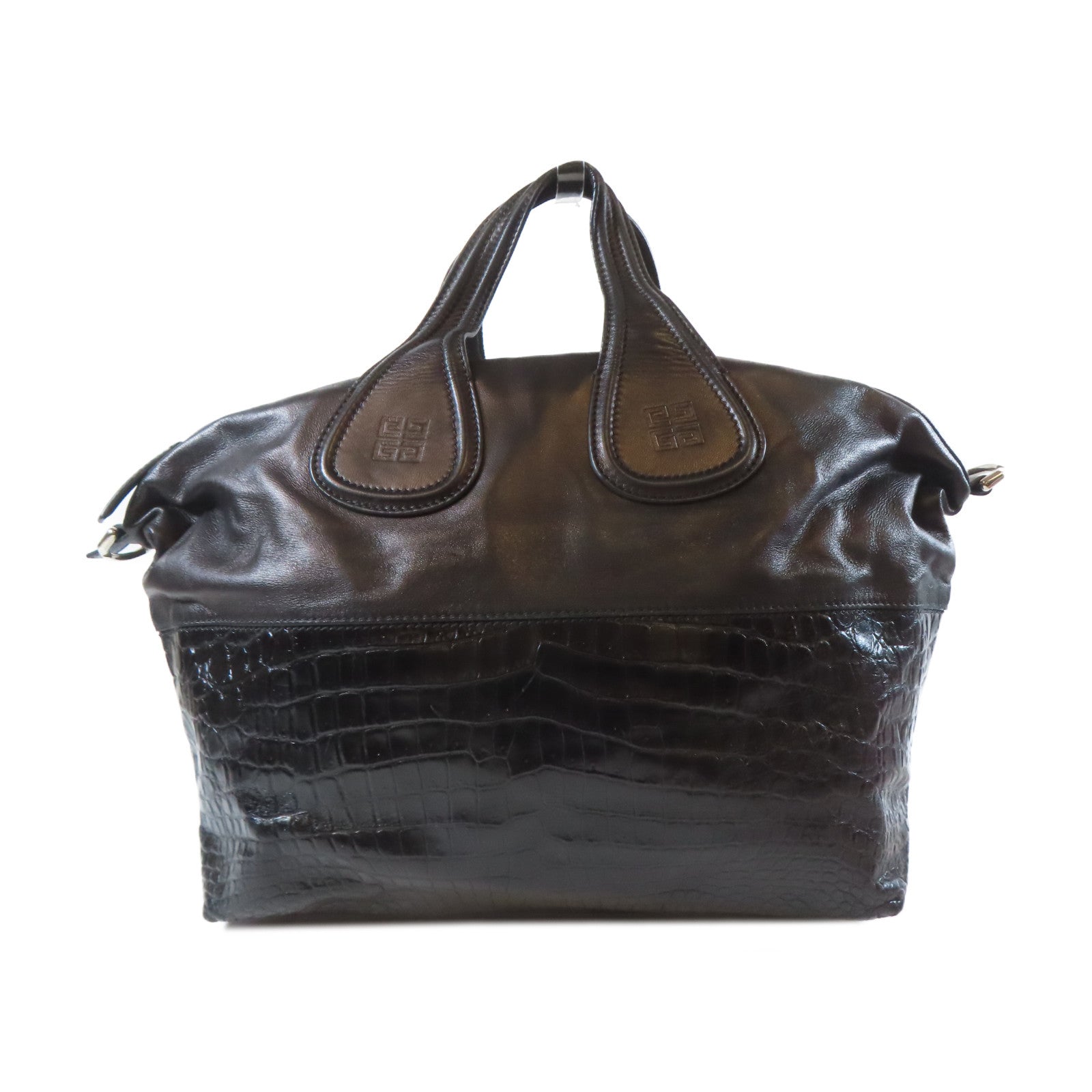 GIVENCHY 【激減優惠】牛皮皮革Calf Dust Bag銀扣手挽肩背兩用袋黑色