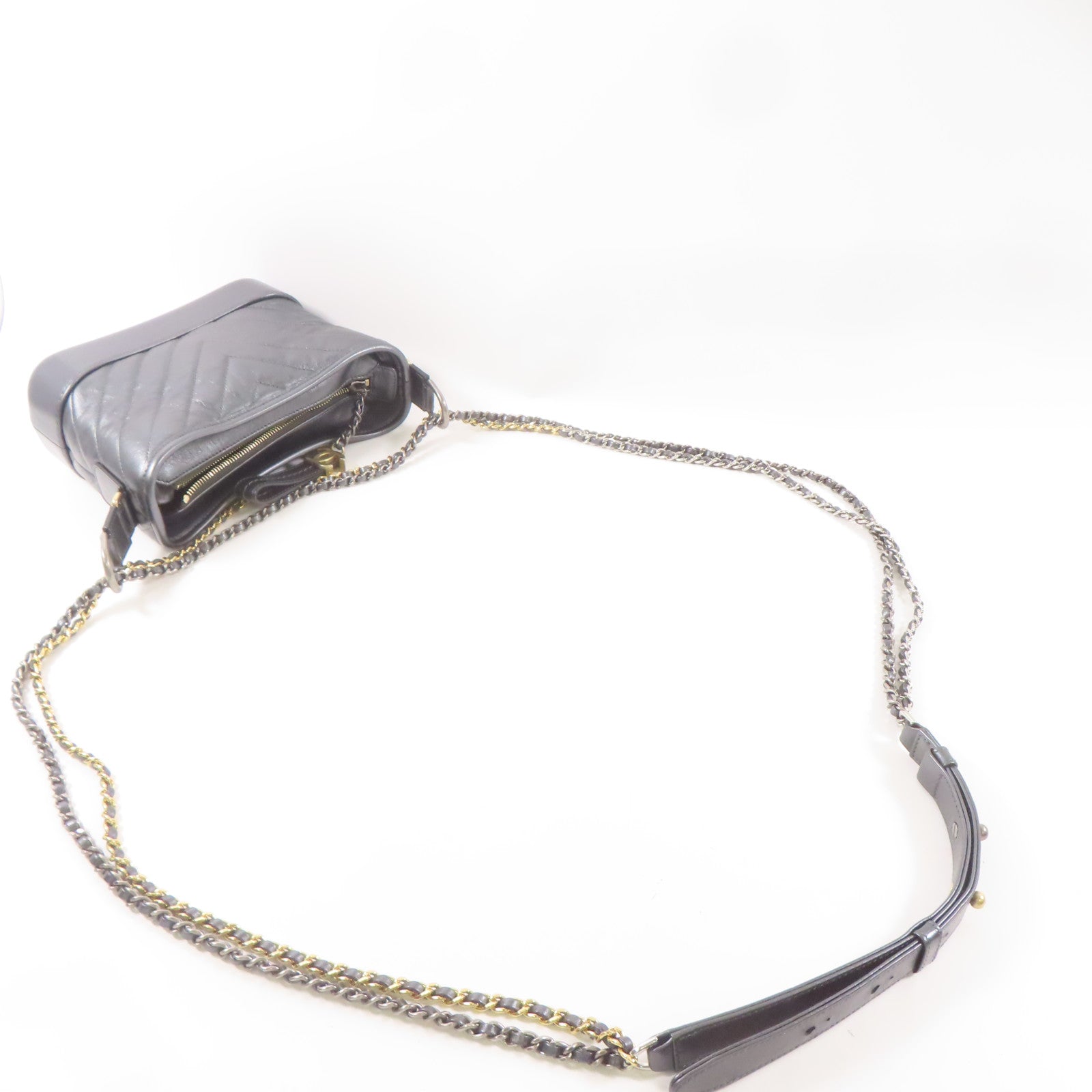 CHANEL【激減優惠】 牛皮皮革Gabrielle Bag鏈帶肩背袋灰色