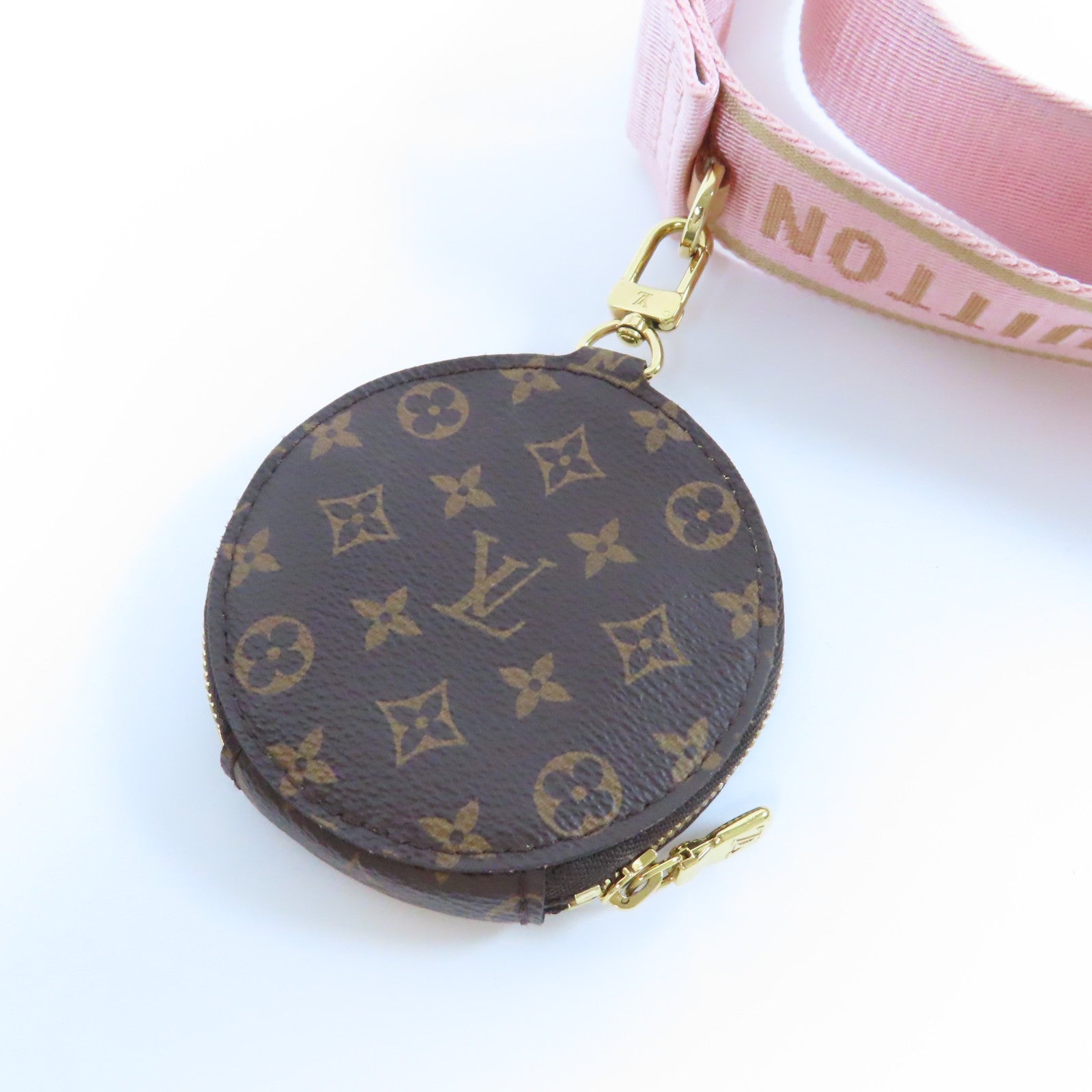 LOUIS VUITTON Monogram Multi Pochette Accessories金扣手挽肩背兩用袋啡色/粉紅色