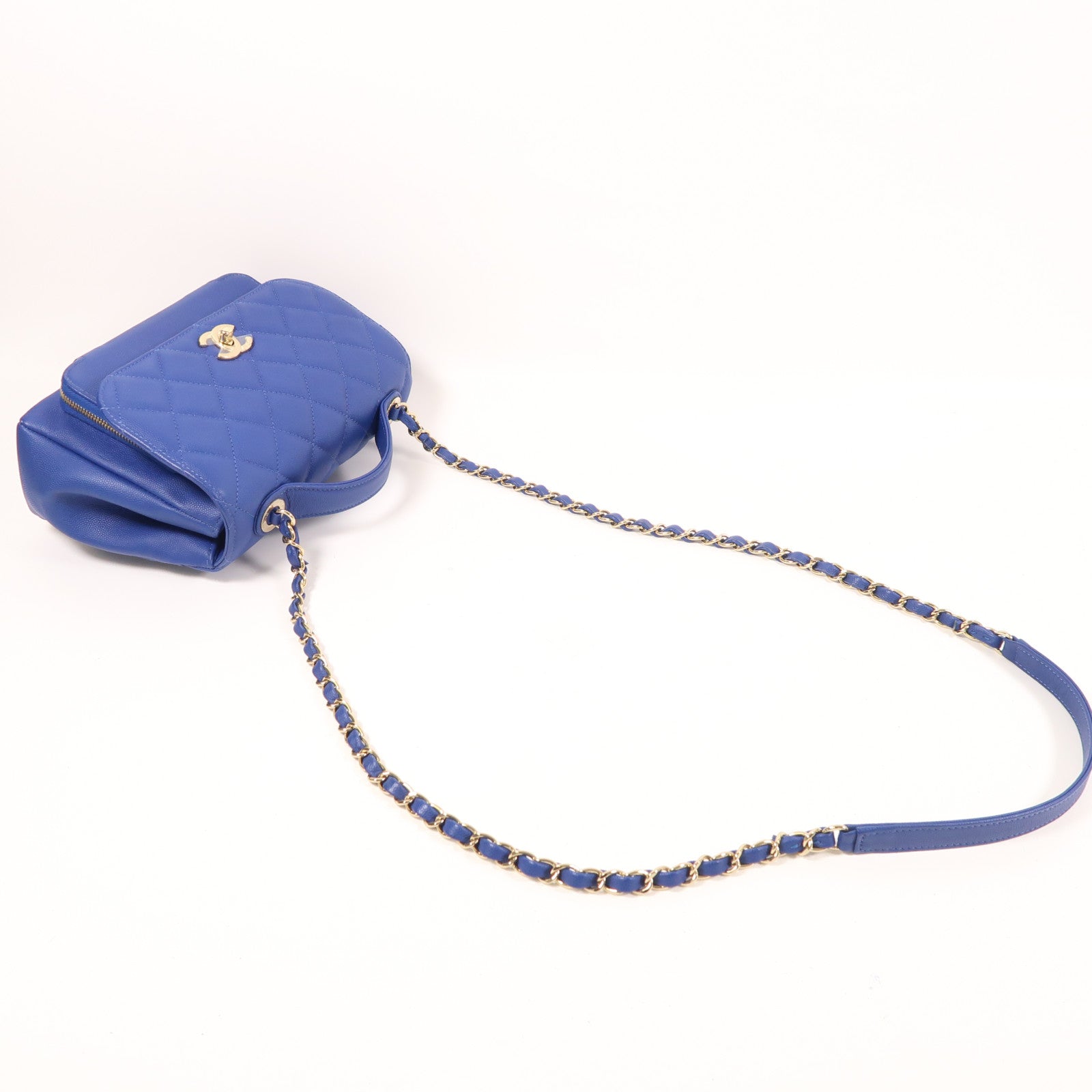 CHANEL 牛皮皮革Business Affinity金扣鏈帶手挽肩背兩用袋