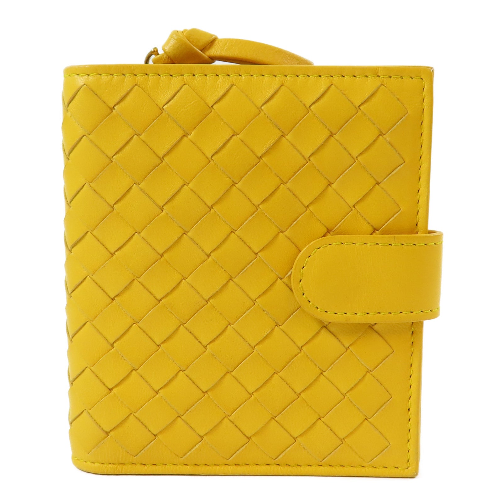 BOTTEGA VENETA 【激減優惠】織紋牛皮皮革Wallet金扣錢包黃色