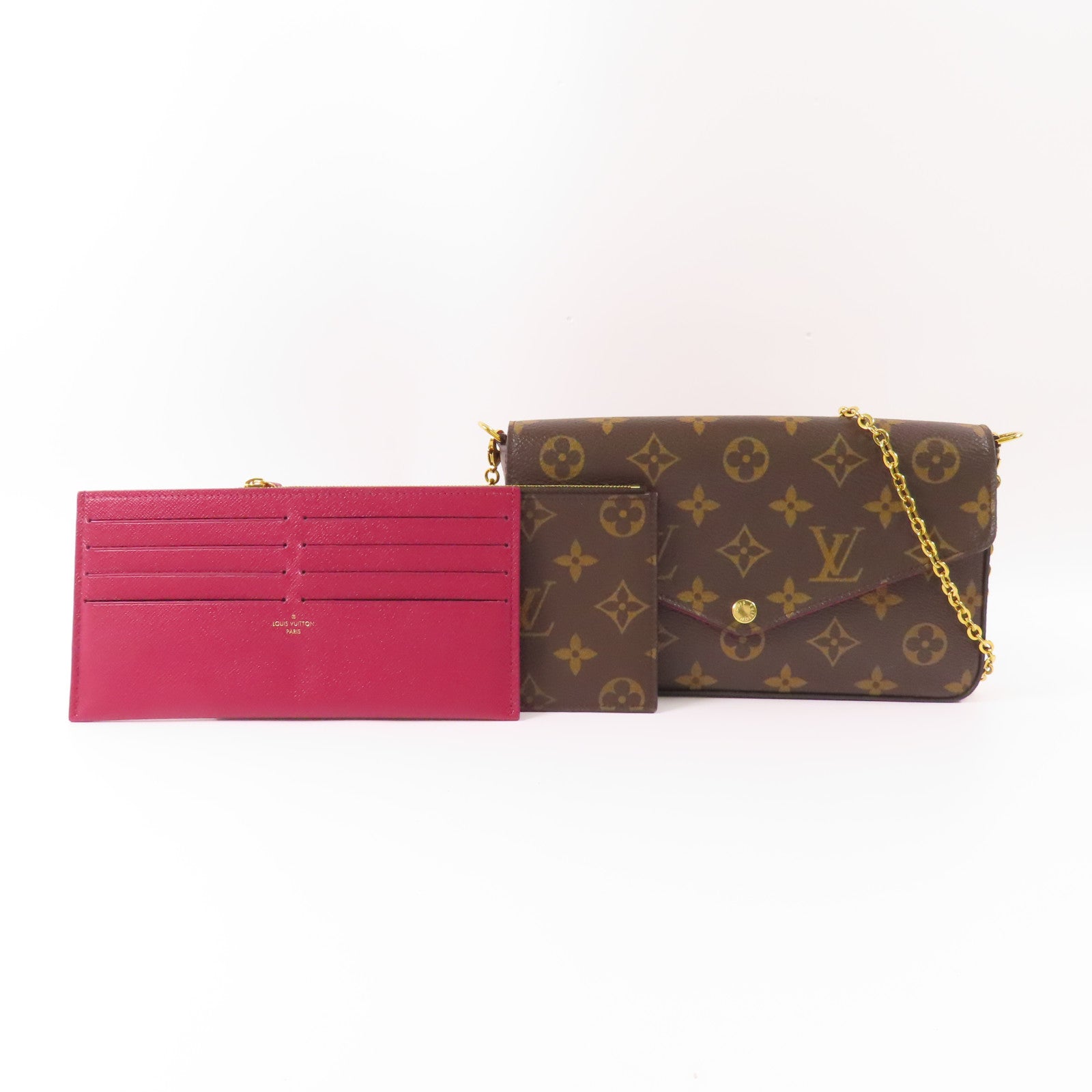 LOUIS VUITTON Monogram Felicie Pochette金扣鏈帶肩背袋