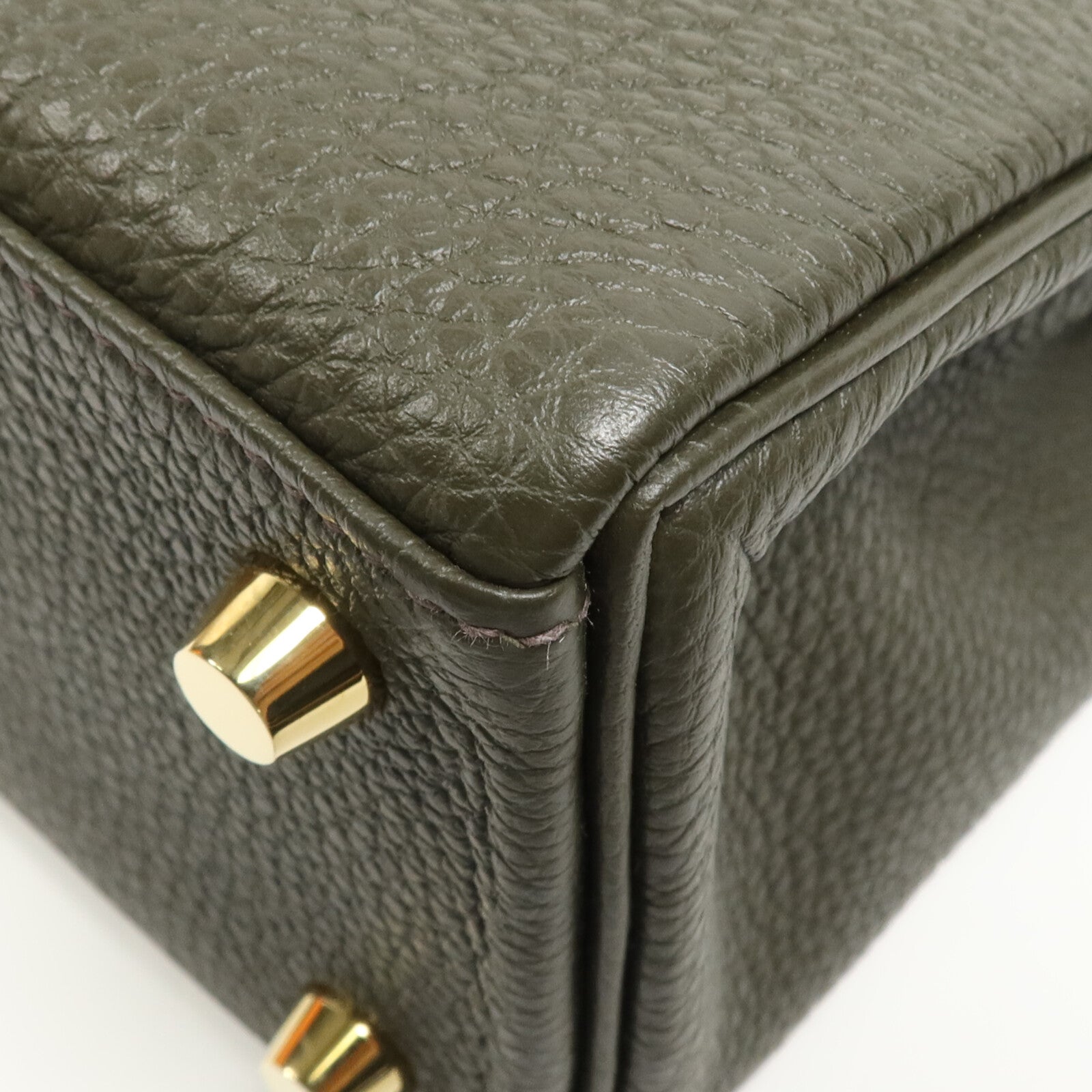 HERMES Togo皮革Kelly 25金扣手挽肩背兩用袋Vert de Gris
