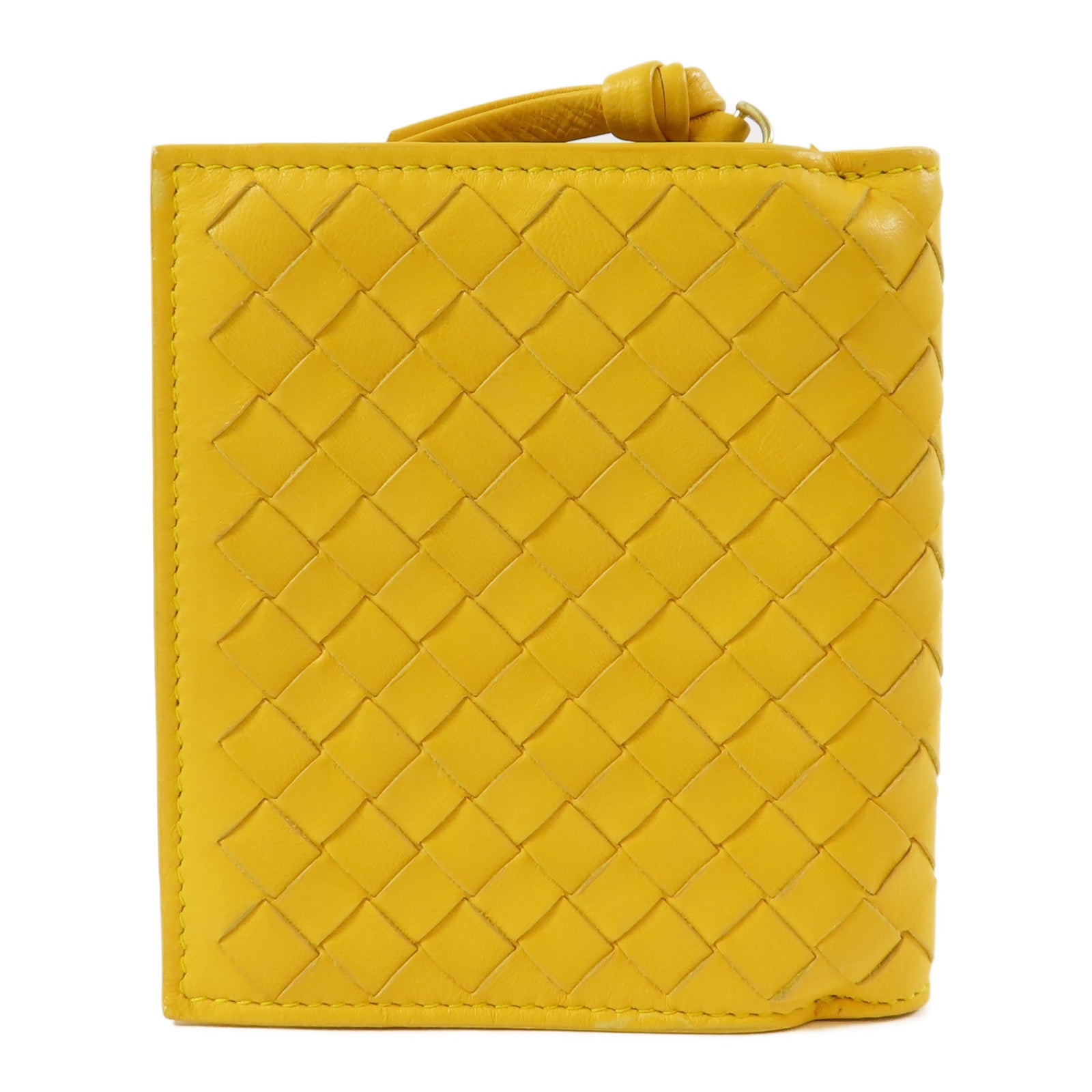 BOTTEGA VENETA 【激減優惠】織紋牛皮皮革Wallet金扣錢包黃色