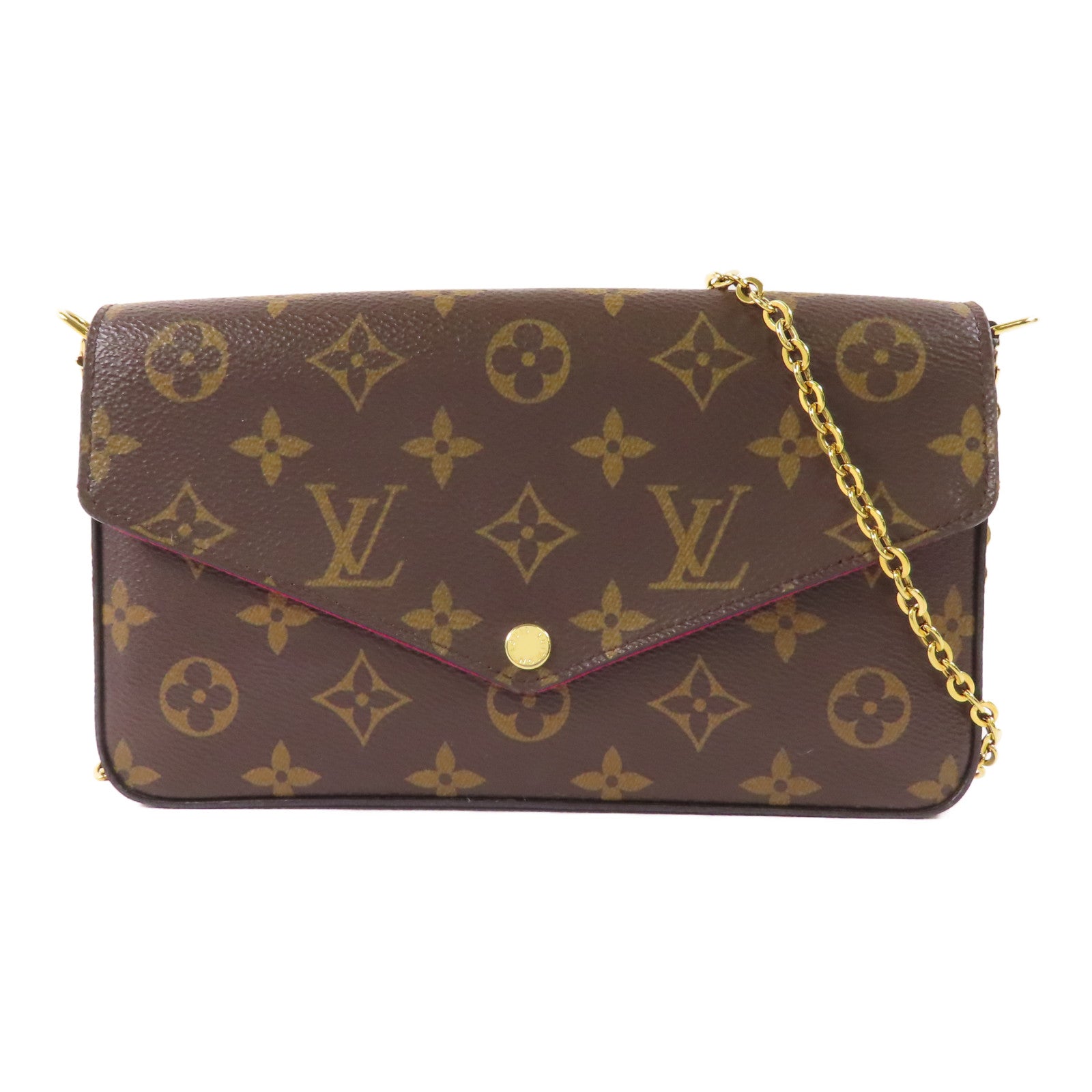 LOUIS VUITTON Monogram Felicie Pochette金扣鏈帶肩背袋