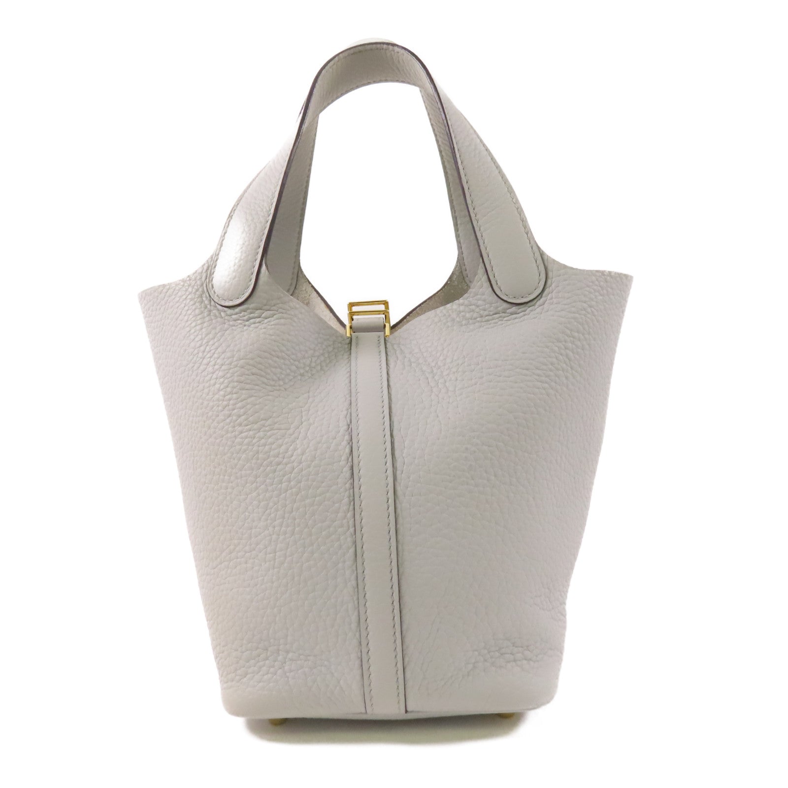 HERMES 【激減優惠】Clemence皮革Picotin PM金扣手挽袋Bleu Pale