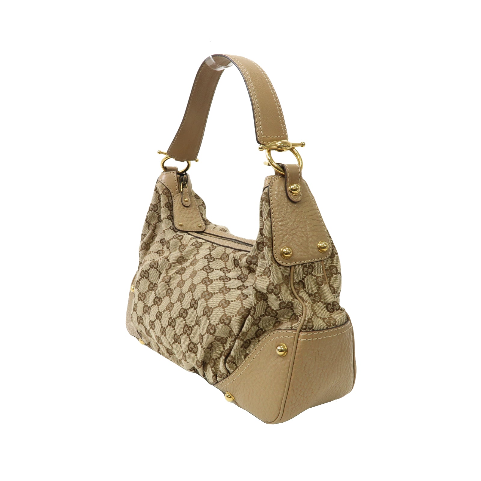 GUCCI 帆布Shoulder Bag金扣肩背袋米色