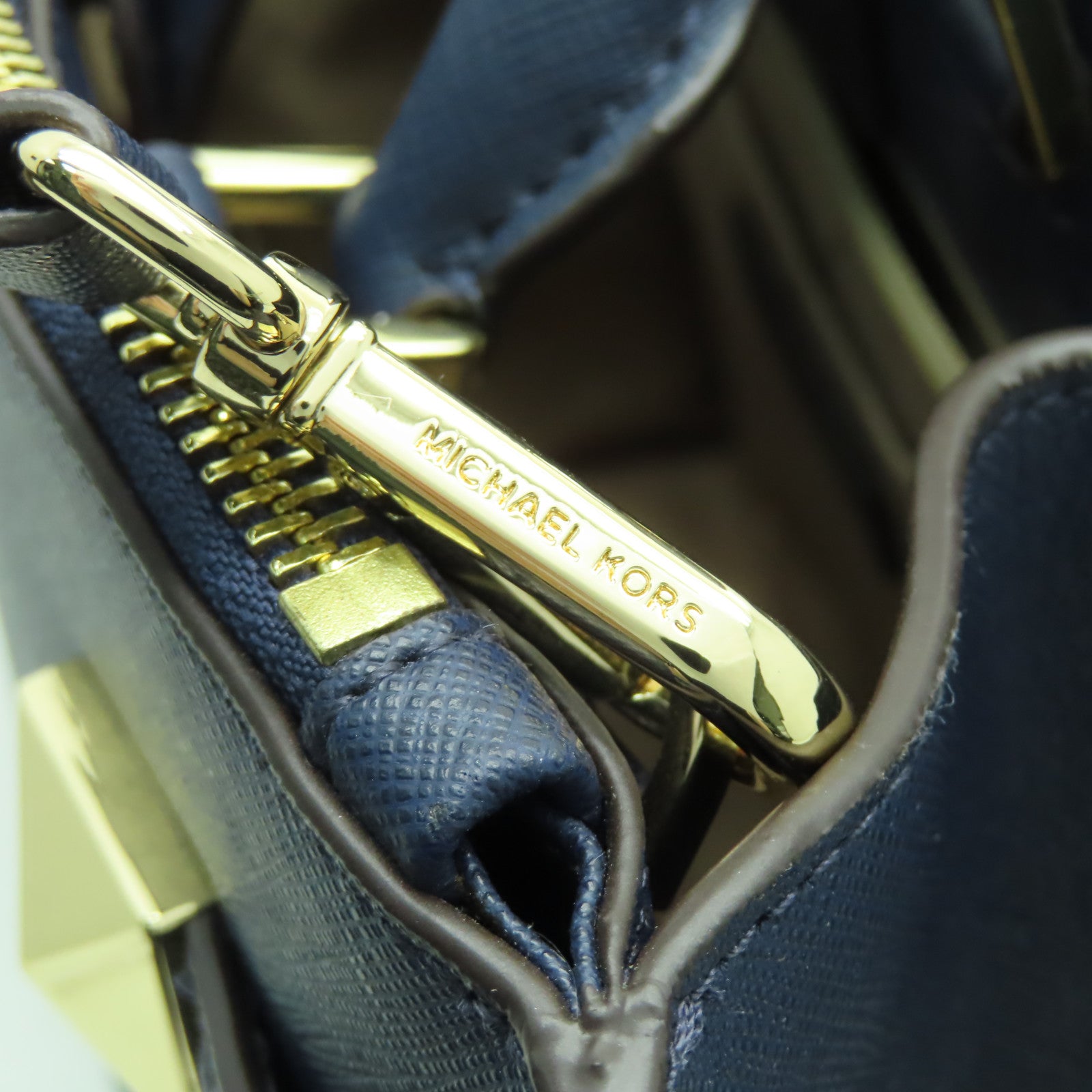 Michael Kors 【激減優惠】牛皮皮革Shoulder Bag金扣手挽肩背兩用袋藍色