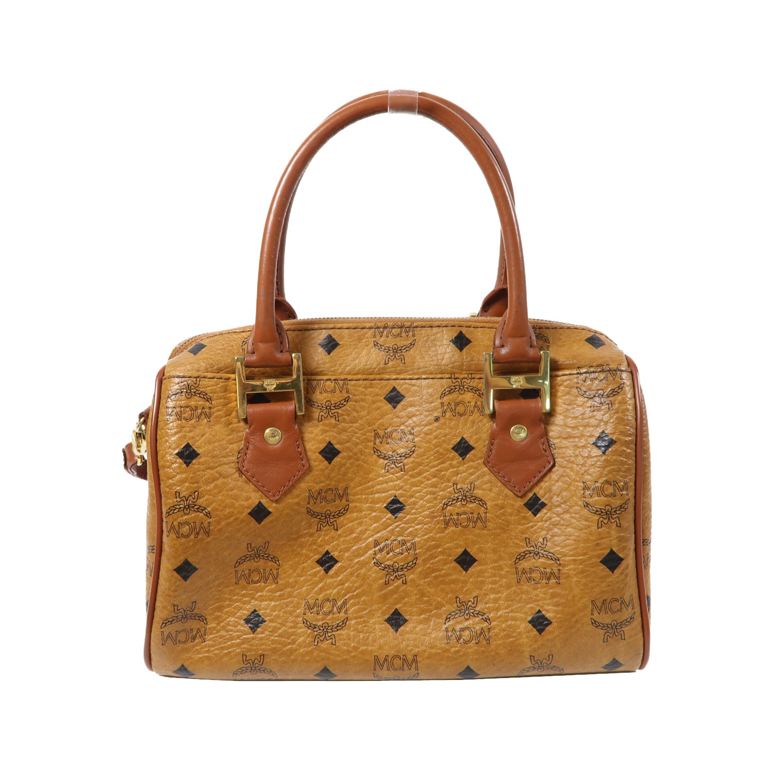 MCM 塗層帆布2Way Shoulder金扣手挽肩背兩用袋啡色
