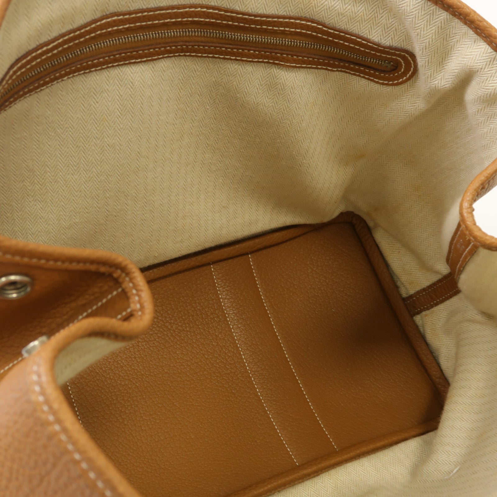 HERMES 【激減優惠】Negonda皮革Garden Party GM銀扣手挽袋啡色