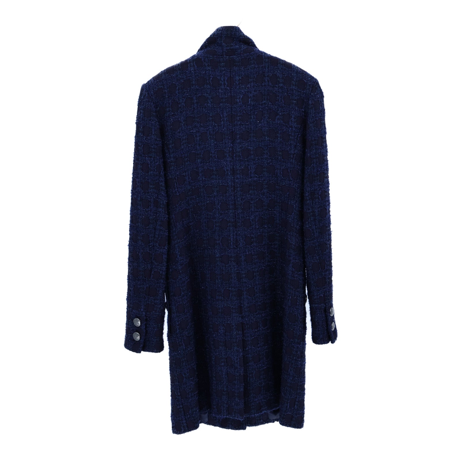 CHANEL Acrylic/Wool Coco Mark Tweed Stand Collar Coat大衣