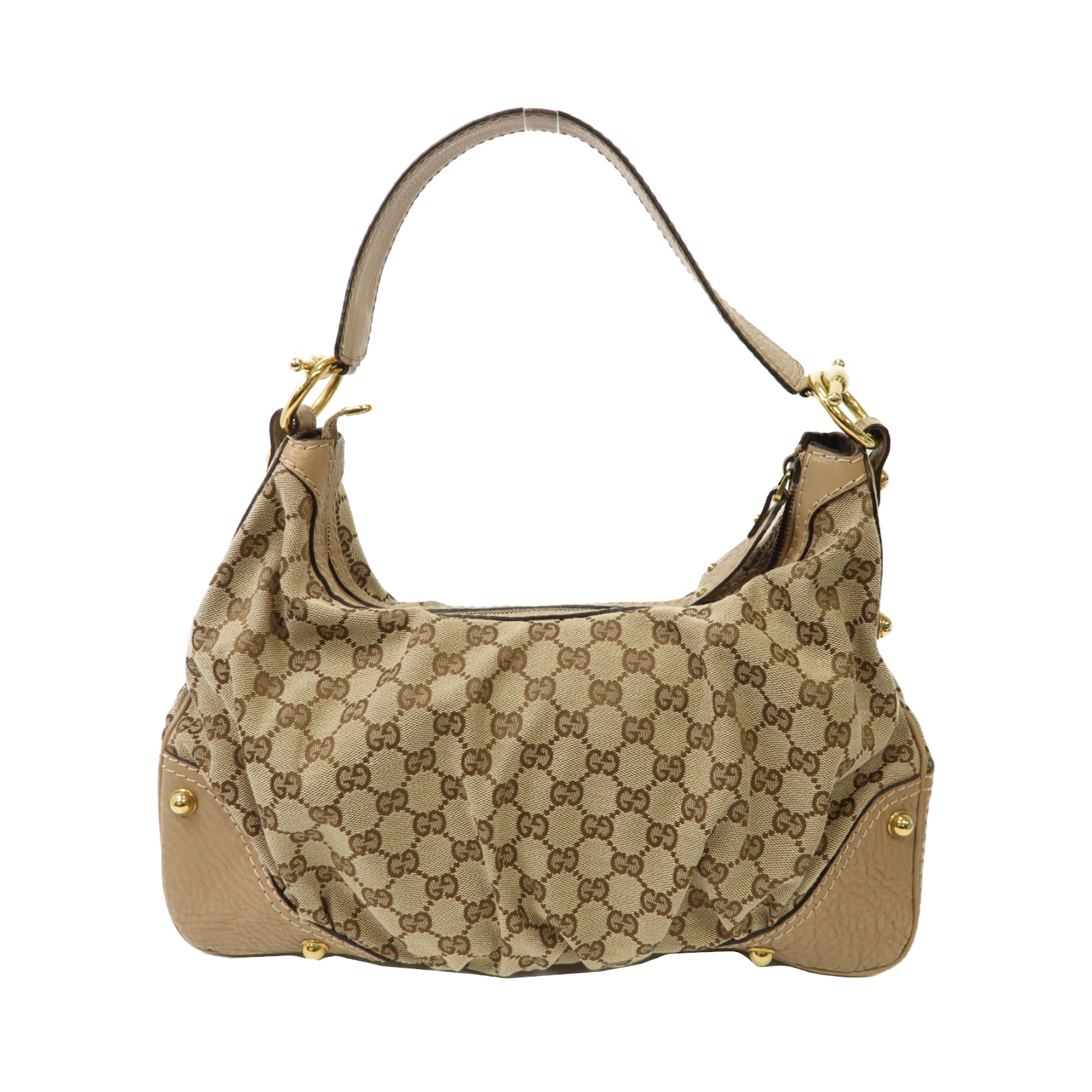 GUCCI 帆布Shoulder Bag金扣肩背袋米色