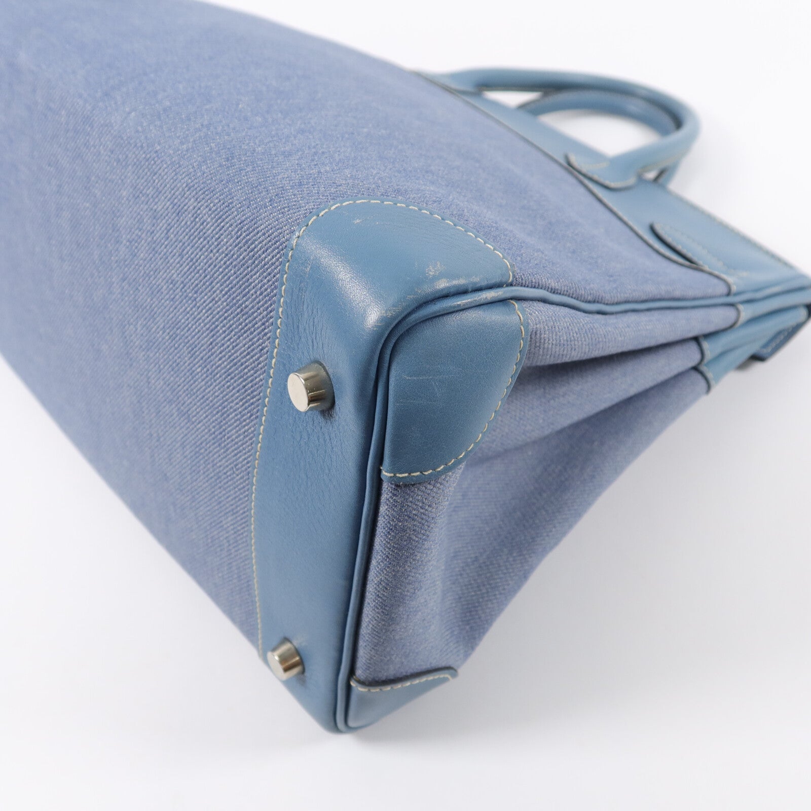 HERMES Denmin Tolie Birkin HAC 32手挽袋Bleu Jean