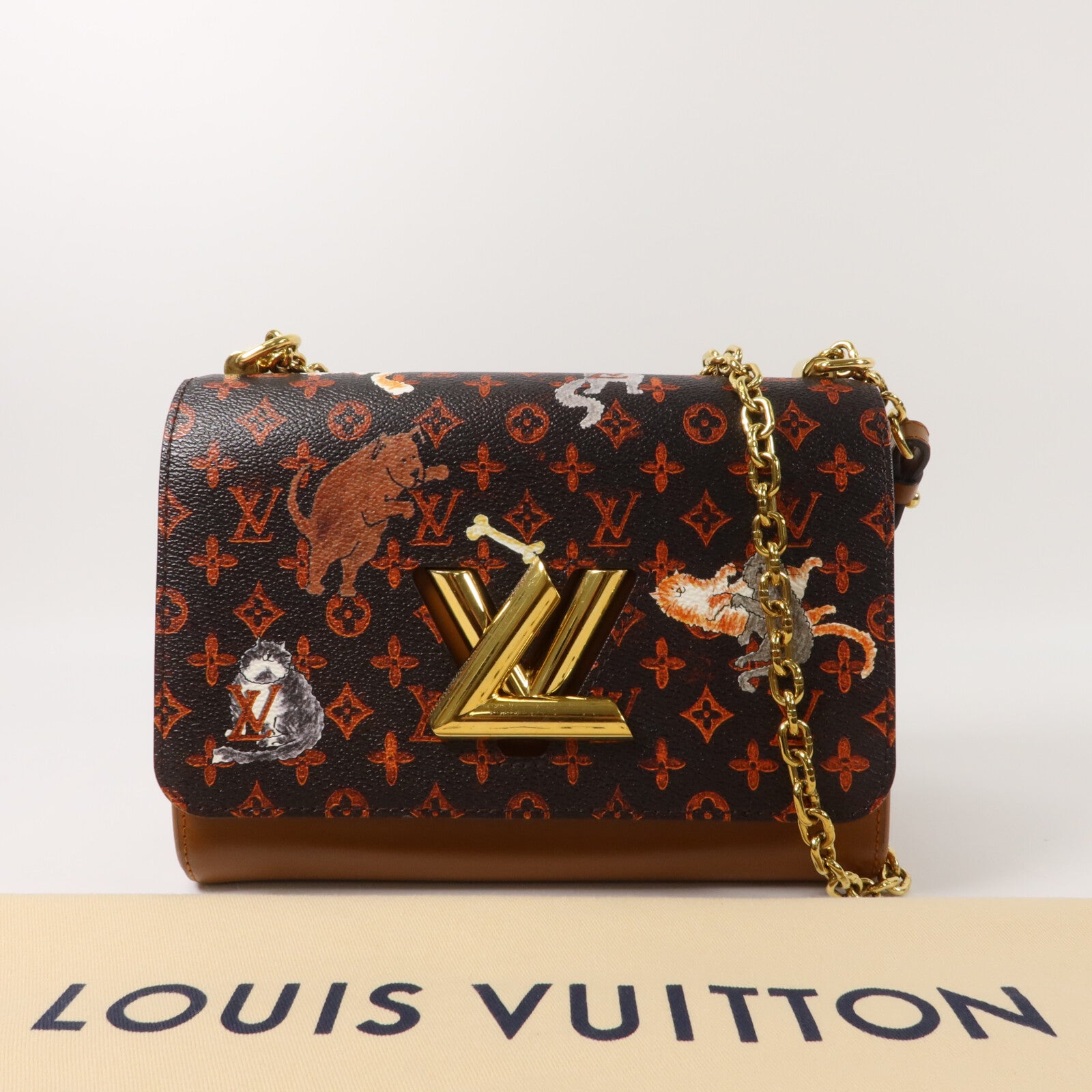 LOUIS VUITTON Monogram Catgram Twist MM鏈帶肩背袋