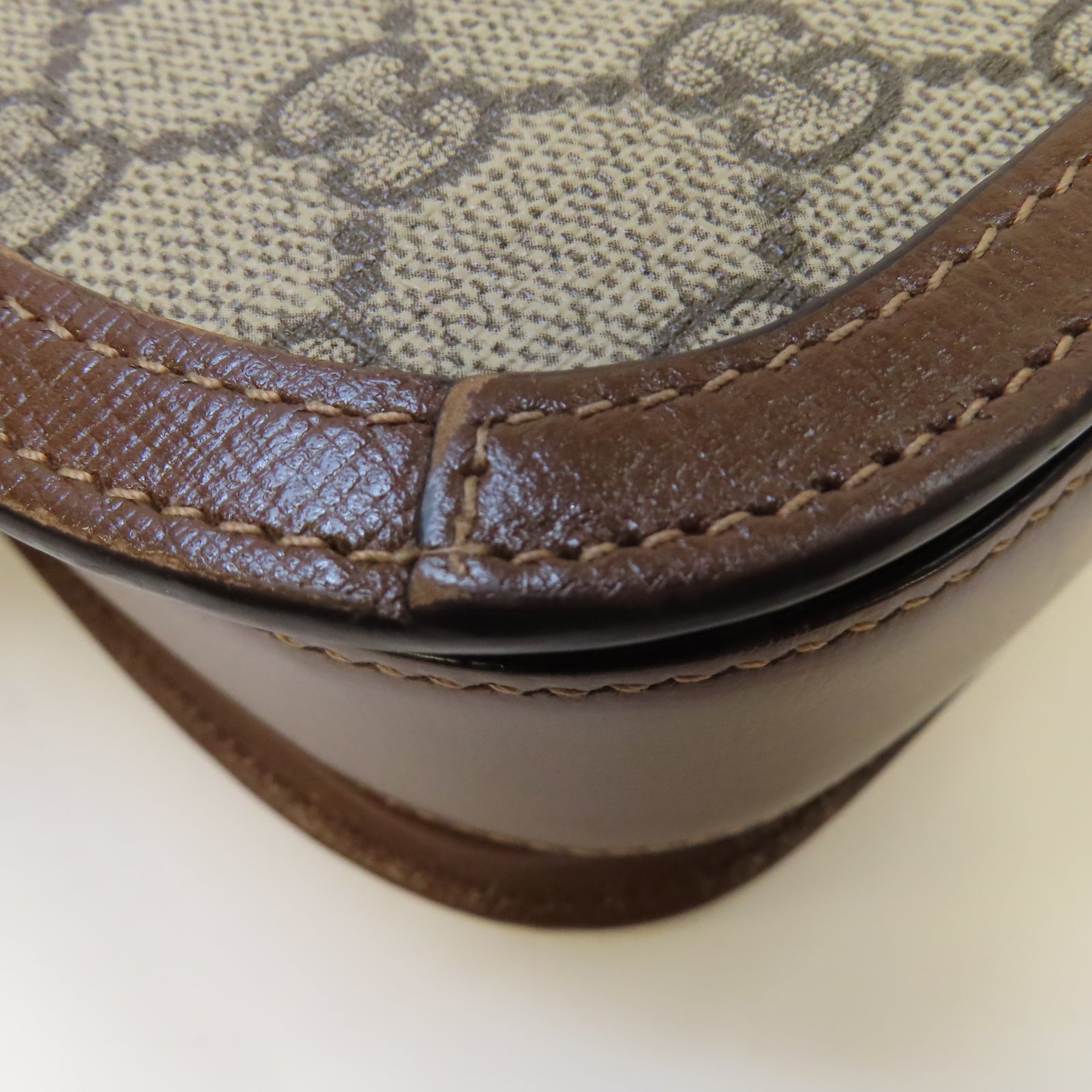 GUCCI 塗層帆布Horsebit 1955金扣肩背袋啡色