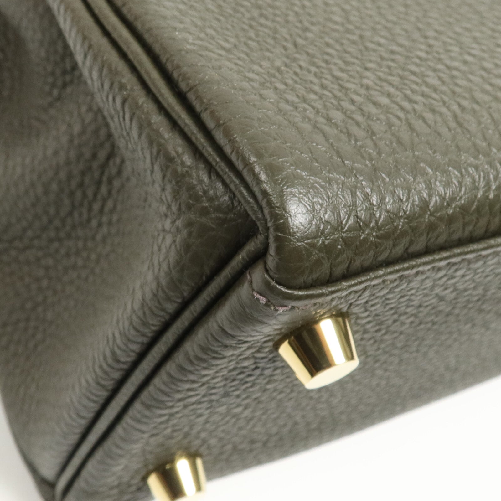 HERMES Togo皮革Kelly 25金扣手挽肩背兩用袋Vert de Gris