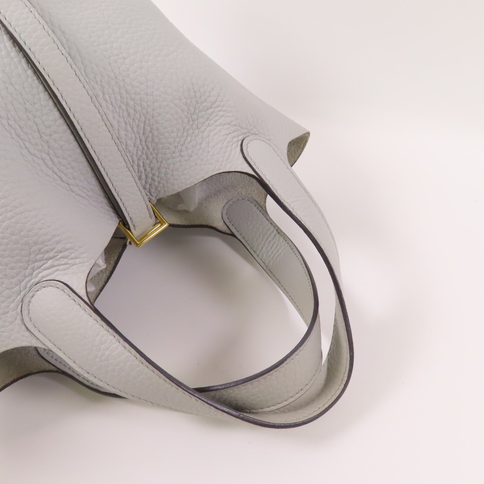 HERMES 【激減優惠】Clemence皮革Picotin PM金扣手挽袋Bleu Pale