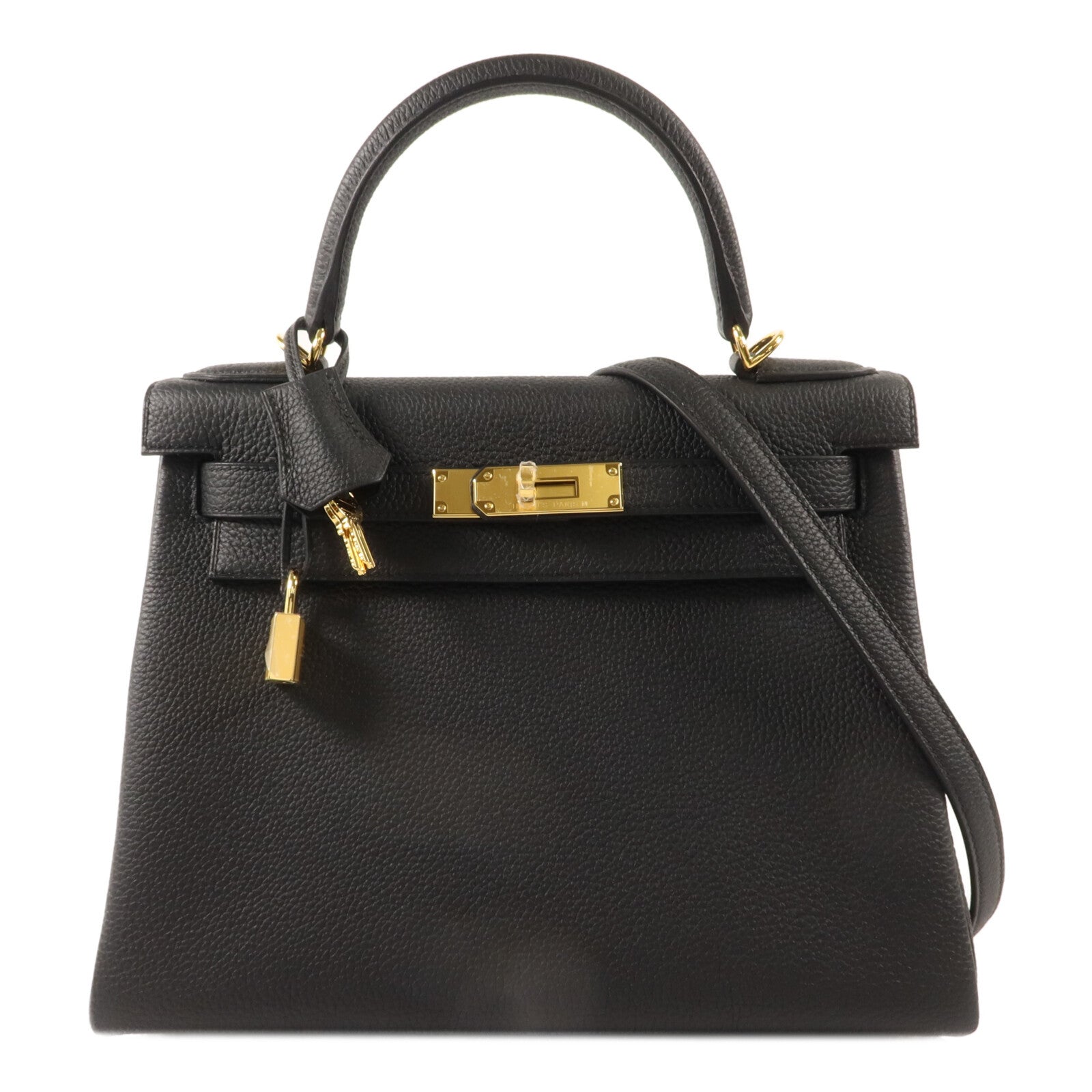 HERMES Togo皮革Kelly 28手挽肩背兩用袋Noir