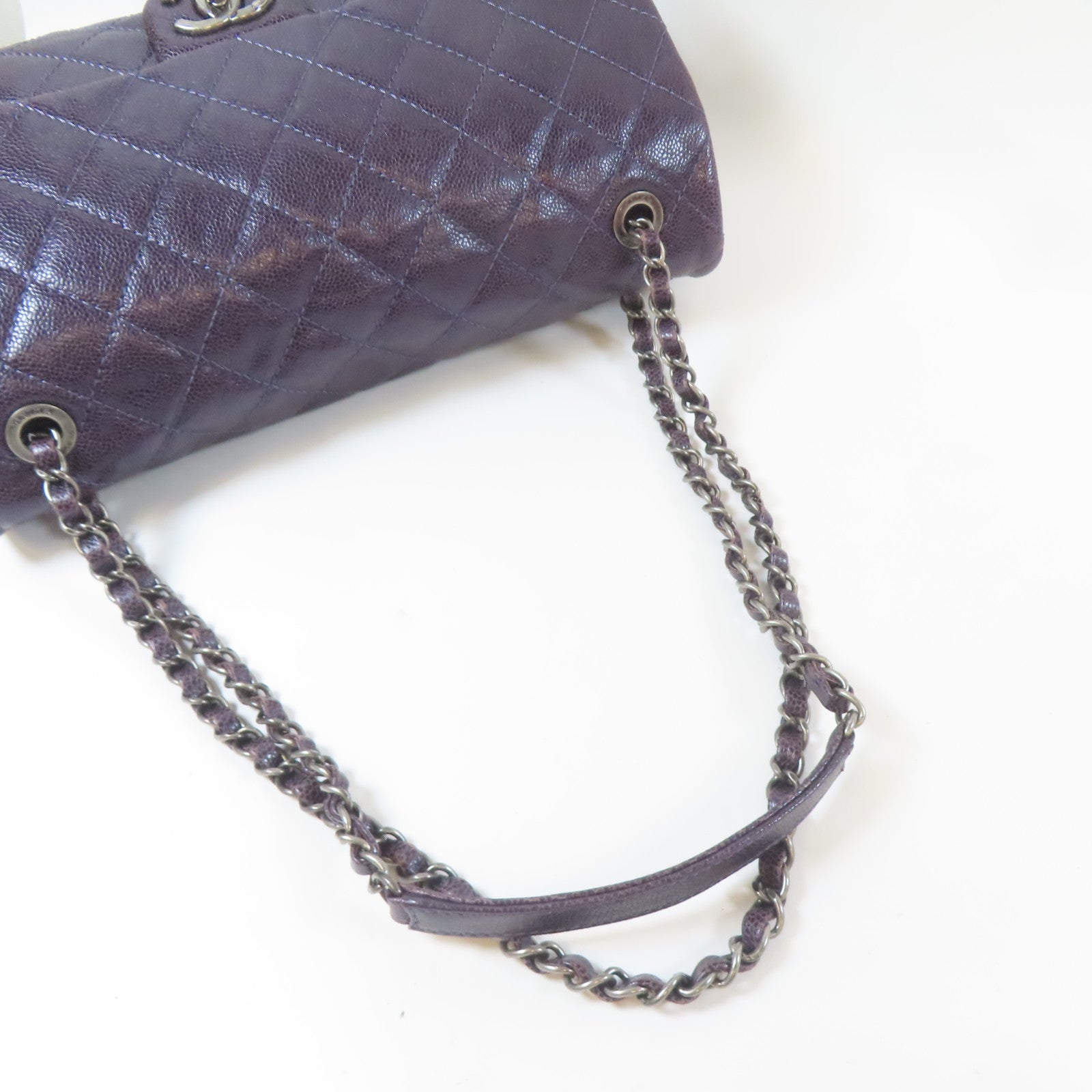 CHANEL 【激減優惠】菱格Caviar皮革Chain Shoulder Bag鏈帶肩背袋紫色