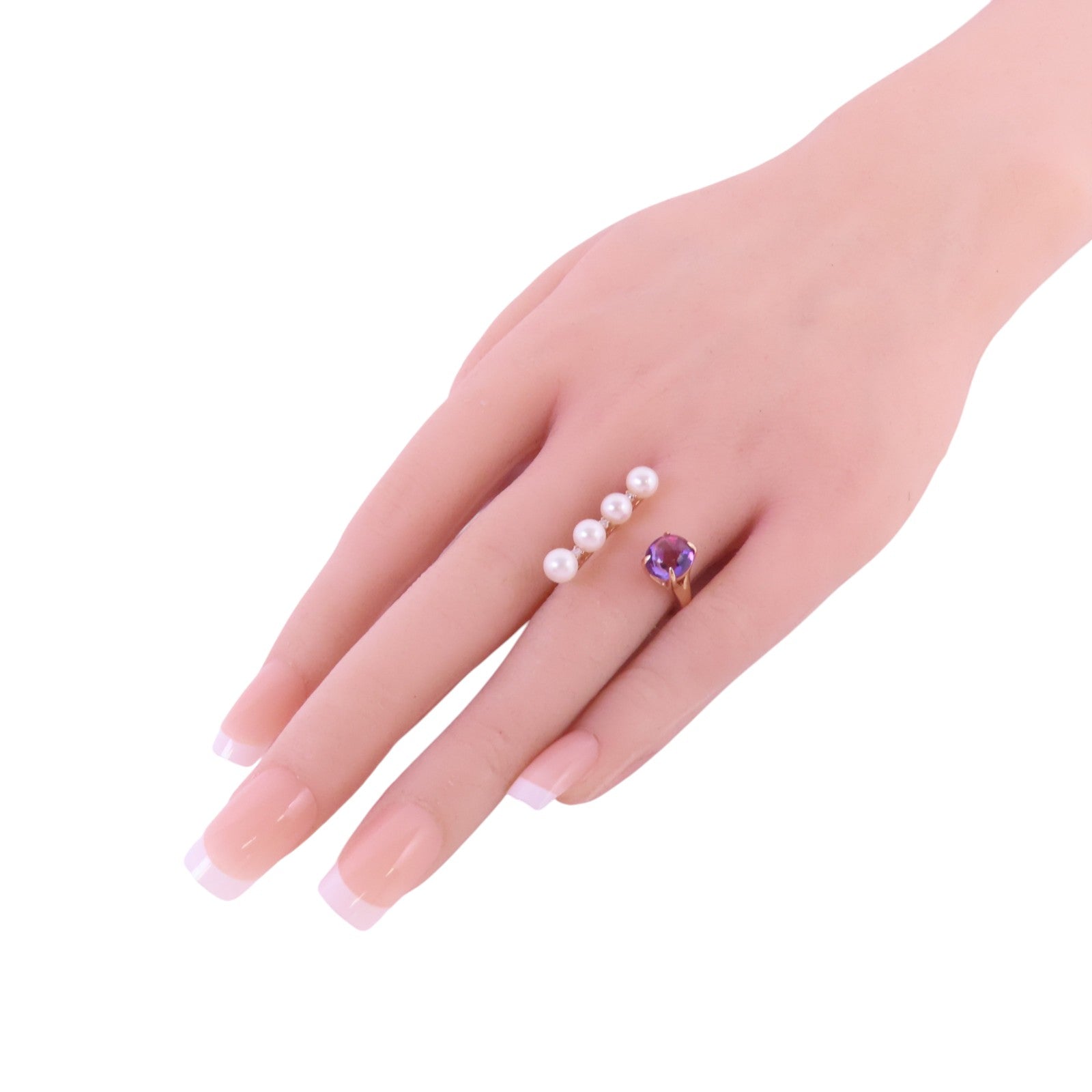 JEWELRY 14K玫瑰金PearlAmethyst  Ring珍珠/紫晶戒指US#6.25