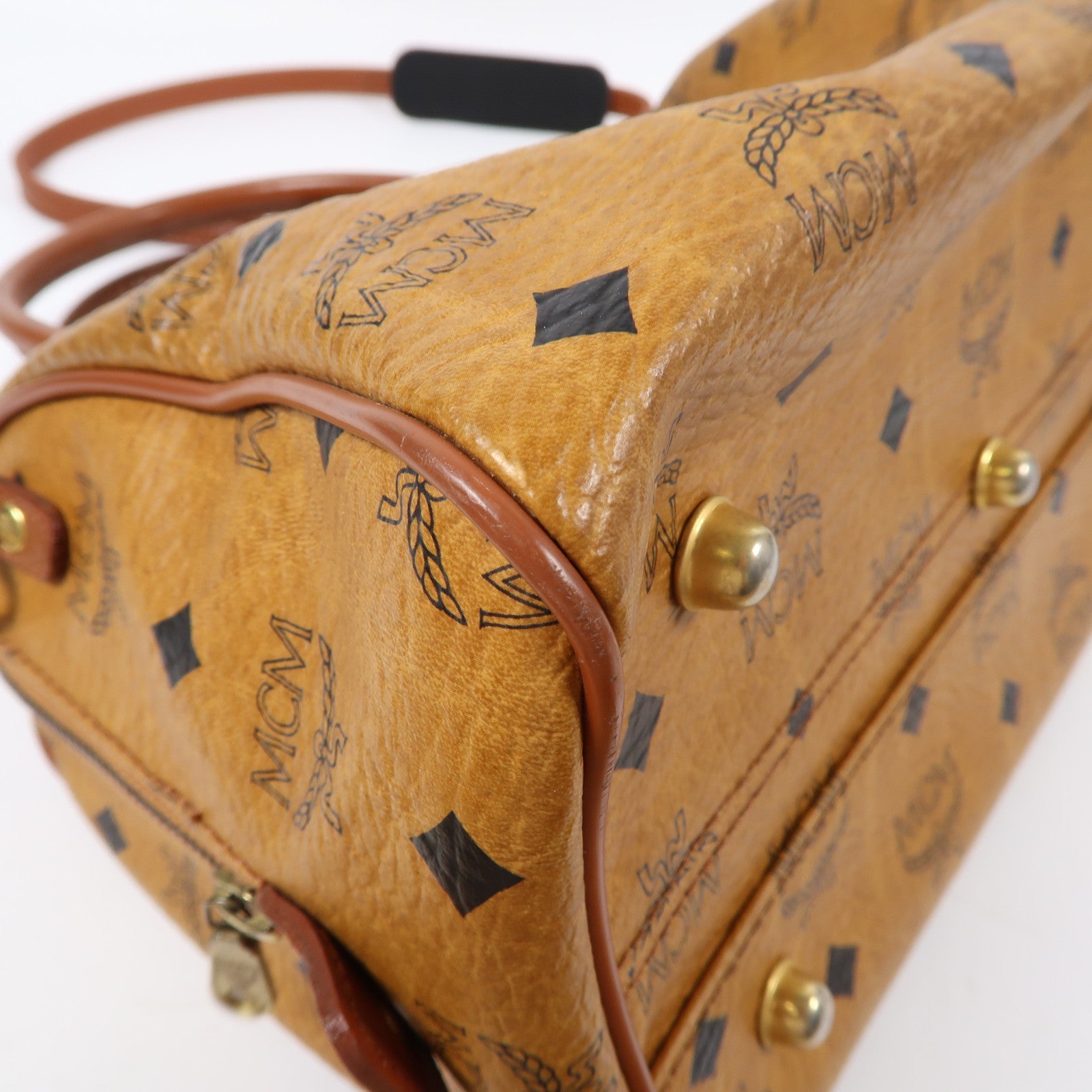 MCM 塗層帆布2Way Shoulder金扣手挽肩背兩用袋啡色