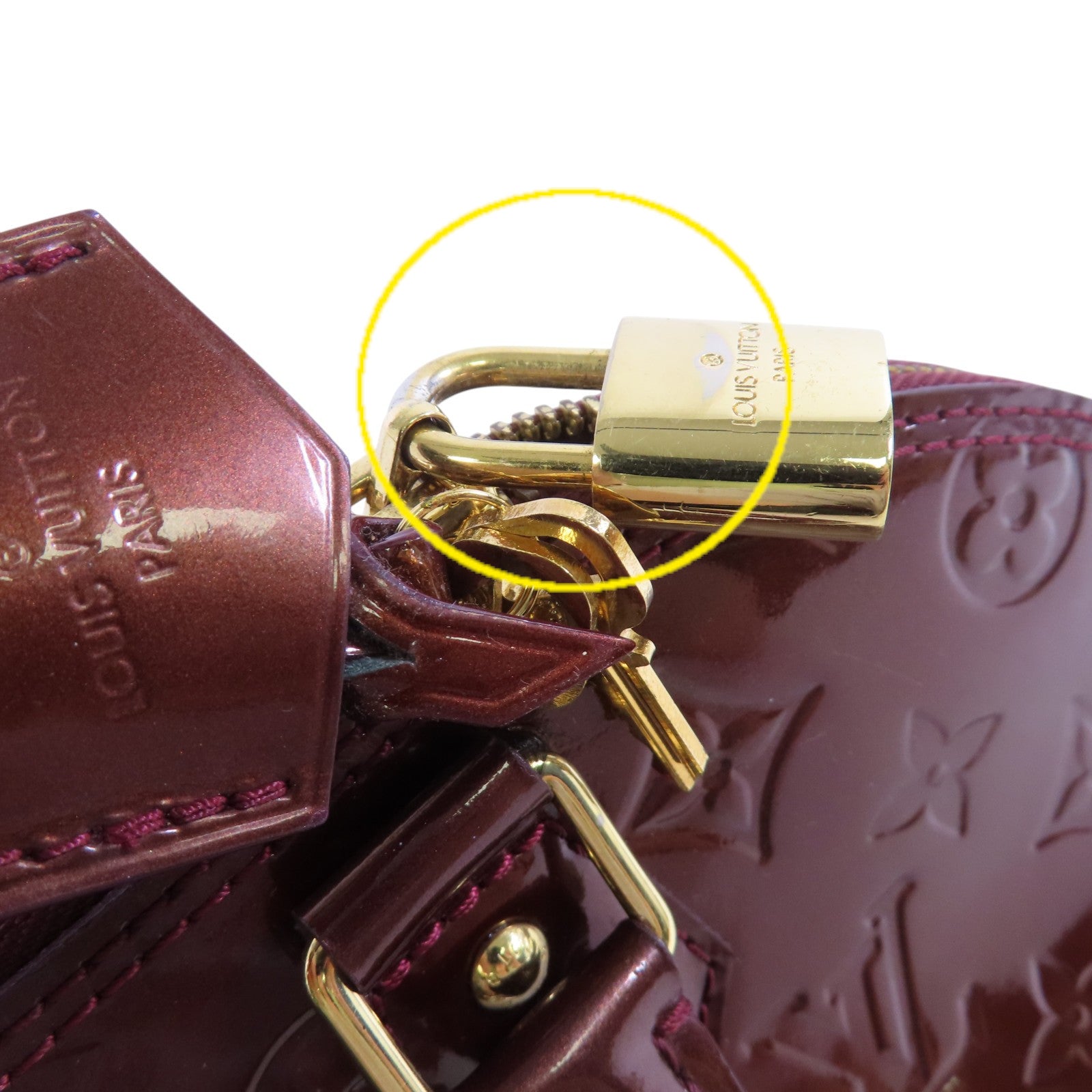 LOUIS VUITTON Monogram Vernis Alma PM Hand Bag金扣手挽袋