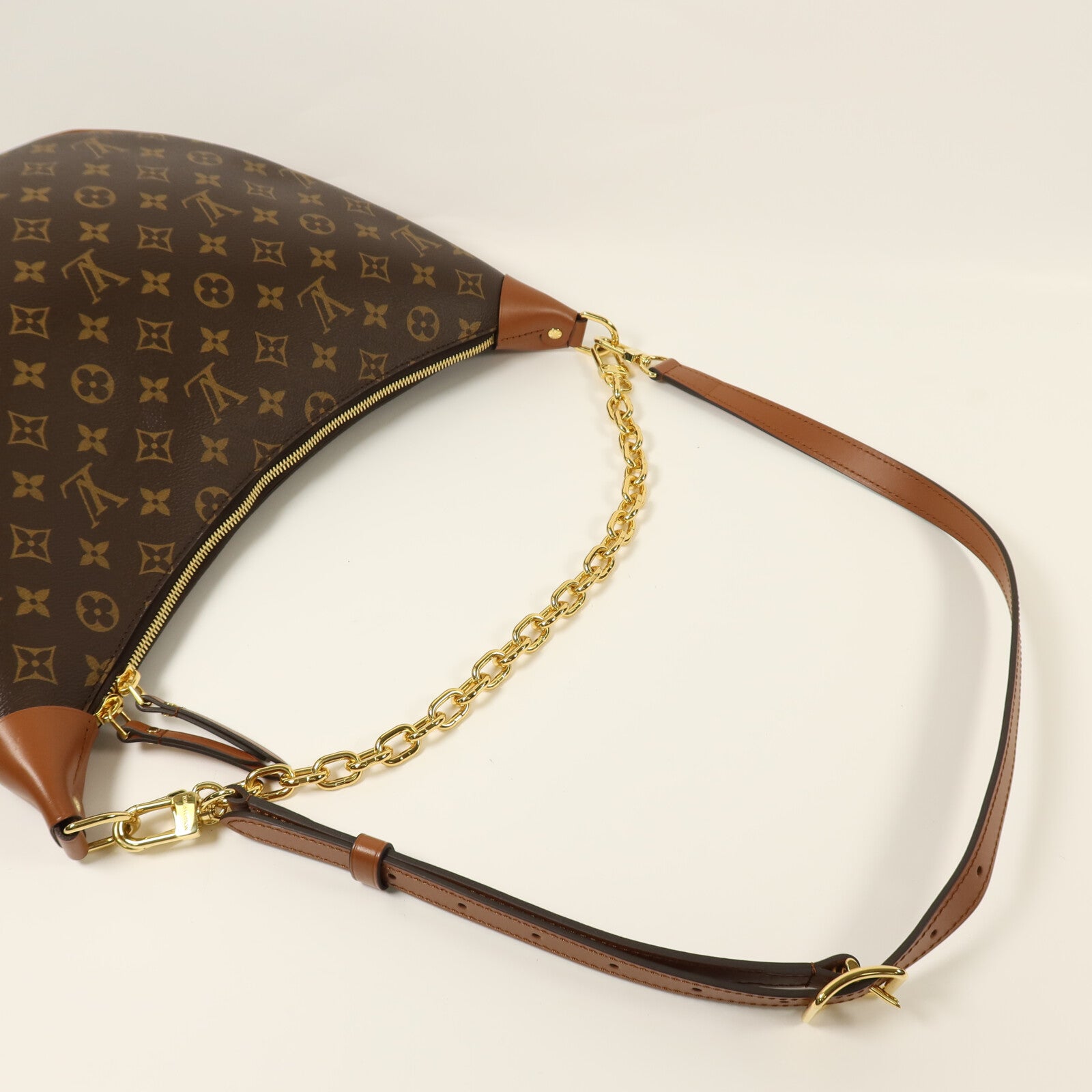 LOUIS VUITTON Monogram Reverse Loop Hobo金扣手挽肩背兩用袋棕色