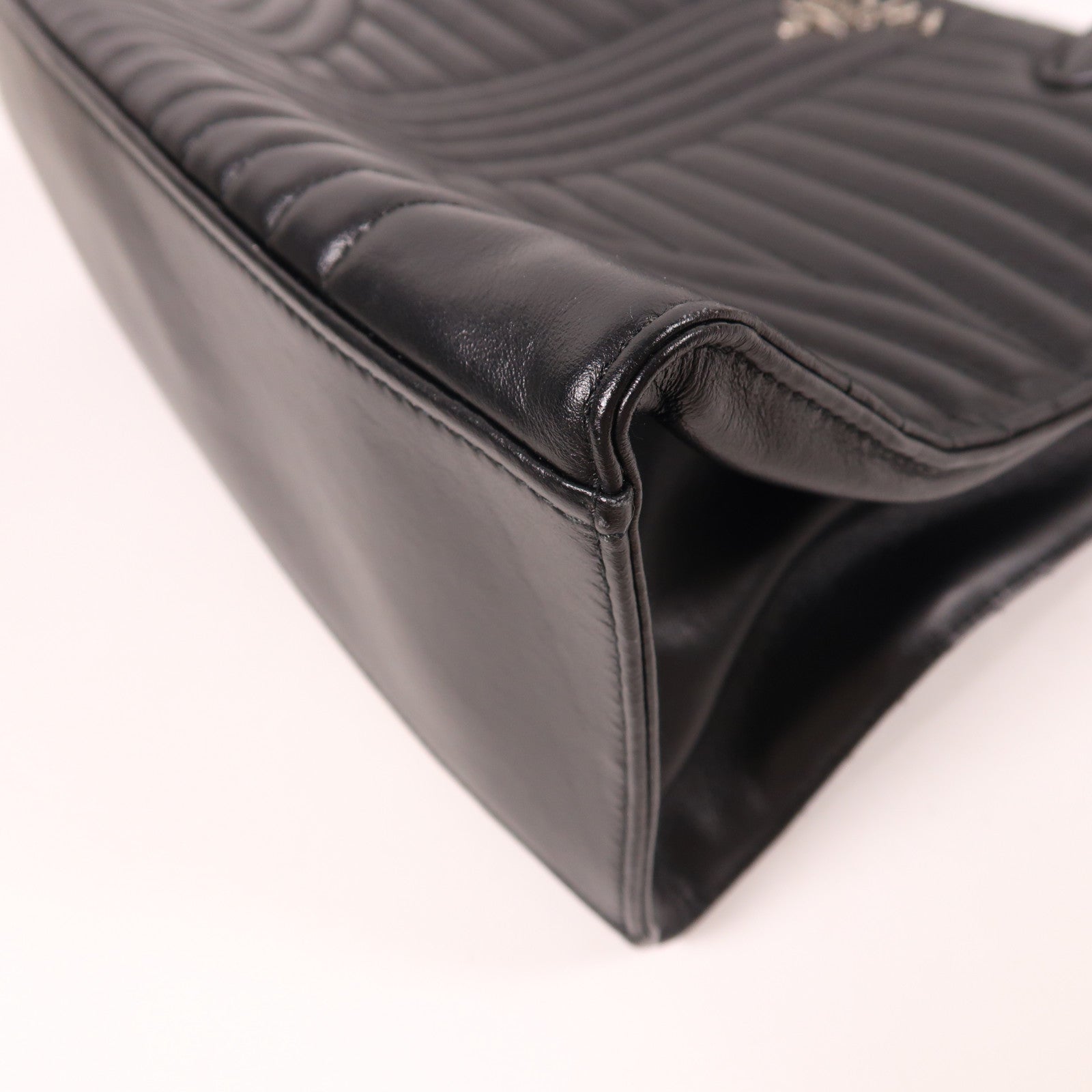 PRADA SHW 2 Way Shoulder Bag Handbag 1BA165 Calfskin Leather Black