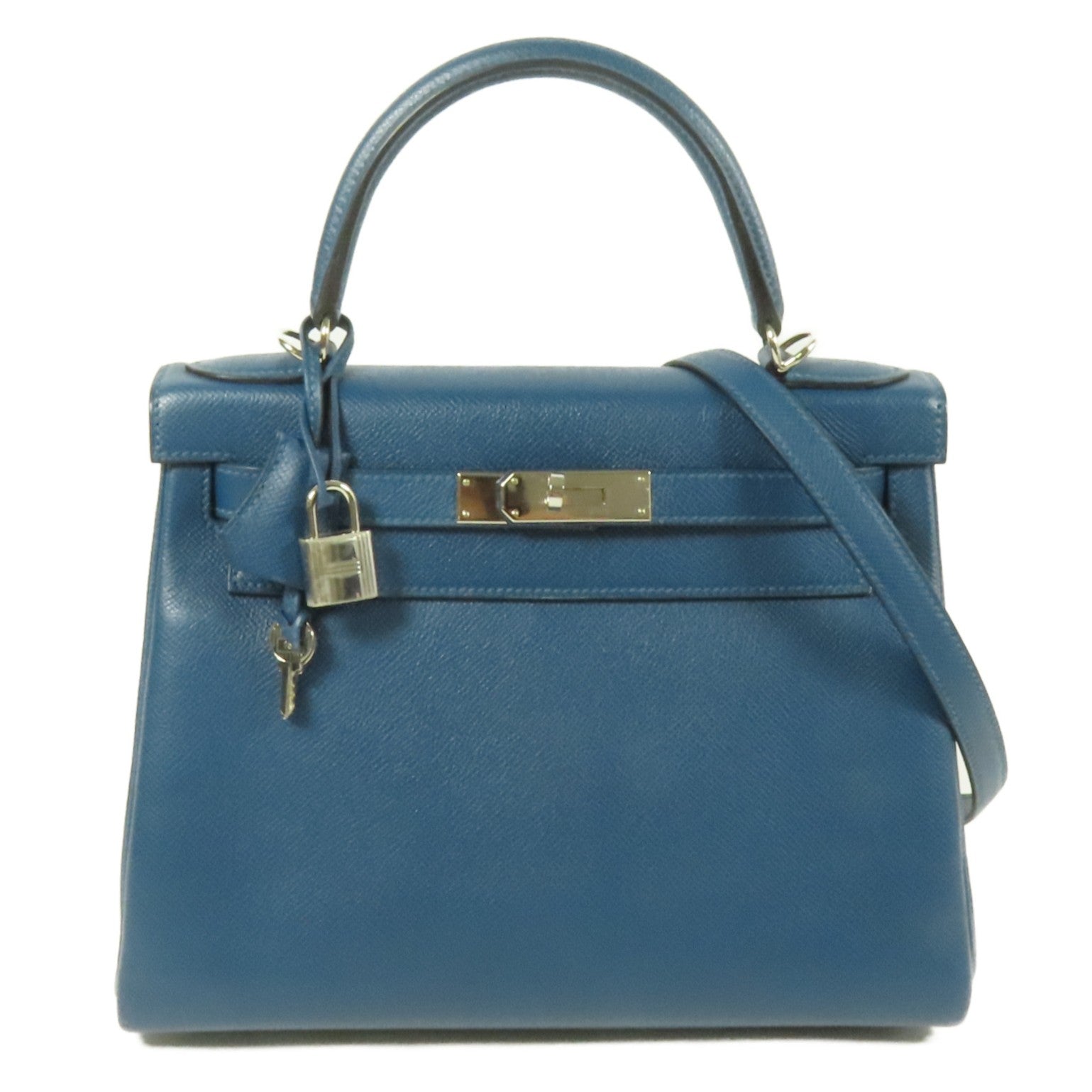 HERMES Epsom皮革Kelly 28銀扣手挽肩背兩用袋Colvert