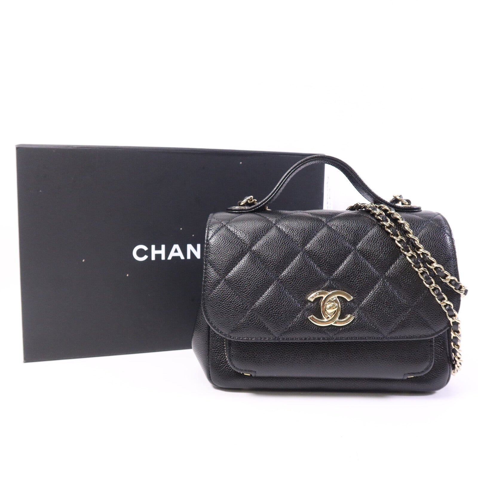 CHANEL 牛皮皮革Business Affinity金扣手挽肩背兩用袋