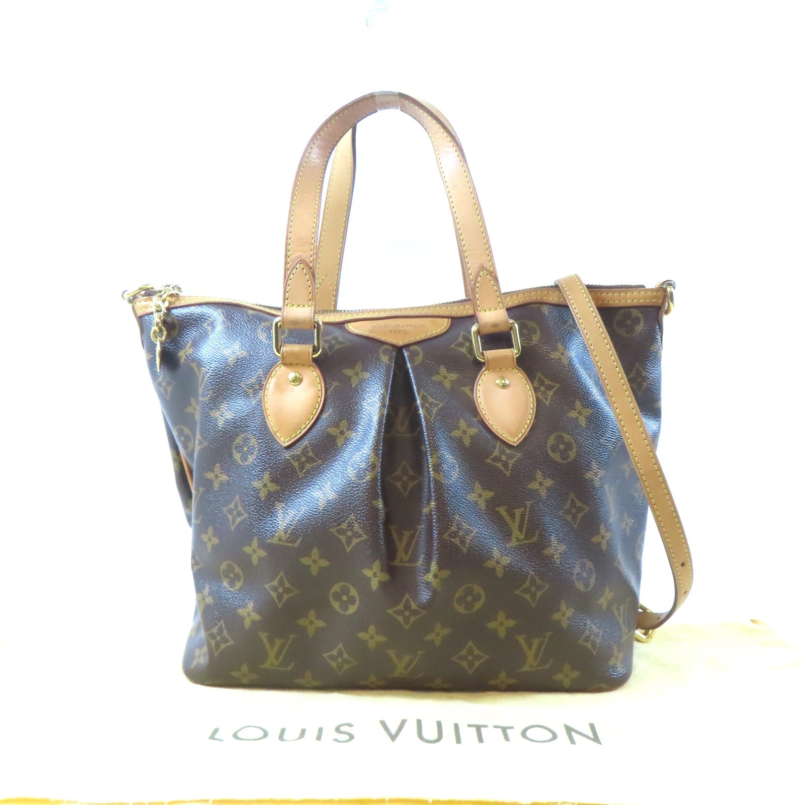 LOUIS VUITTON Monogram Palermo PM金扣手挽肩背兩用袋啡色