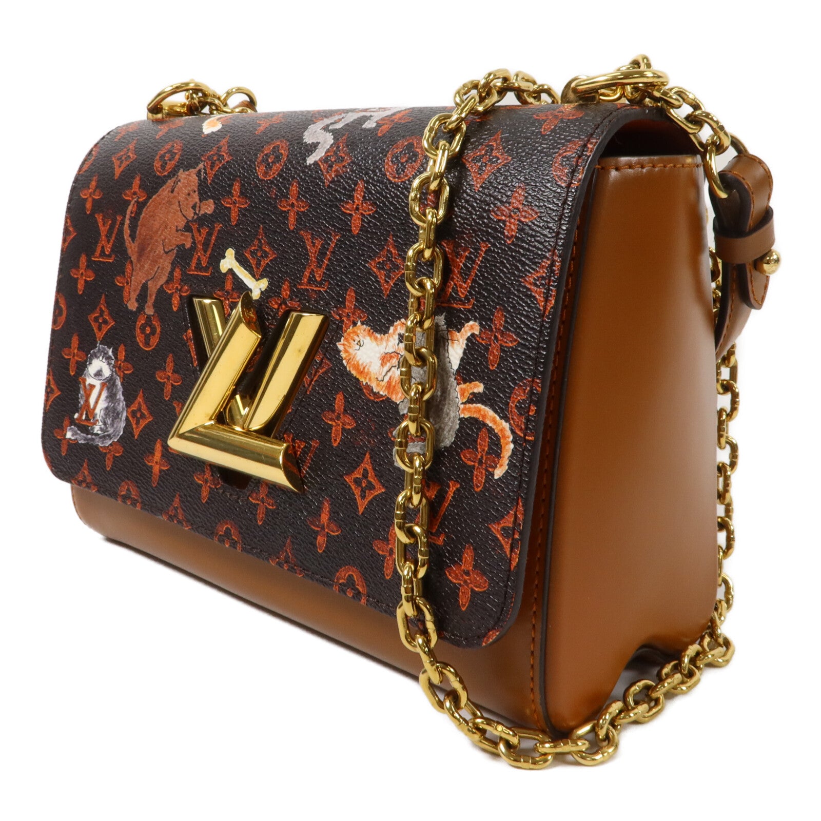 LOUIS VUITTON Monogram Catgram Twist MM鏈帶肩背袋