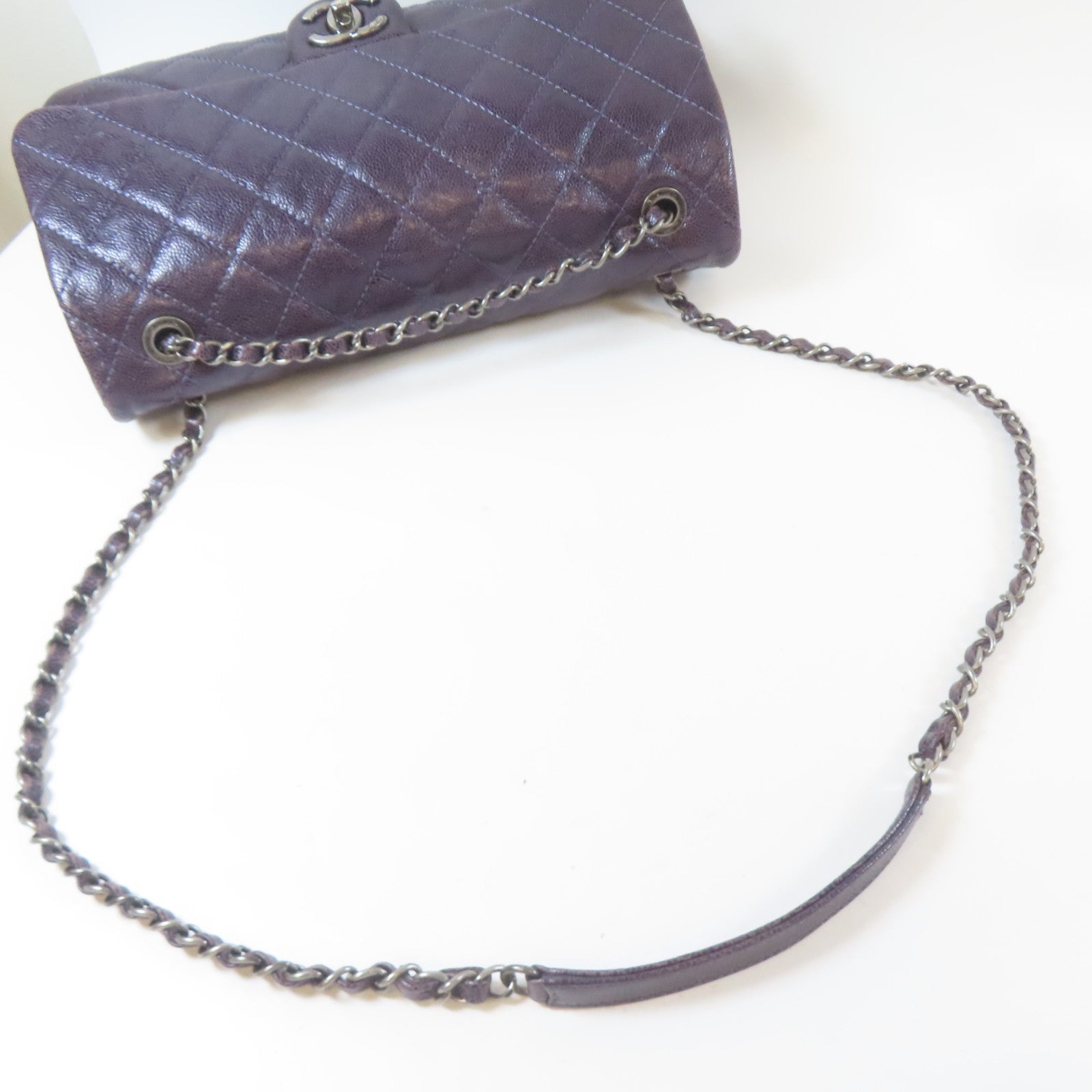 CHANEL 【激減優惠】菱格Caviar皮革Chain Shoulder Bag鏈帶肩背袋紫色