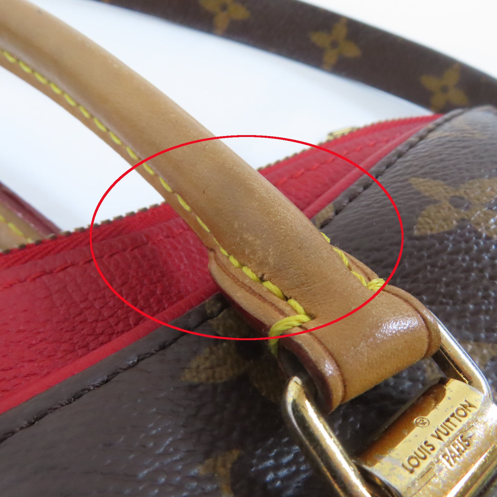 LOUIS VUITTON 【激減優惠】Monogram Pallas MM金扣手挽肩背兩用袋啡色/紅色
