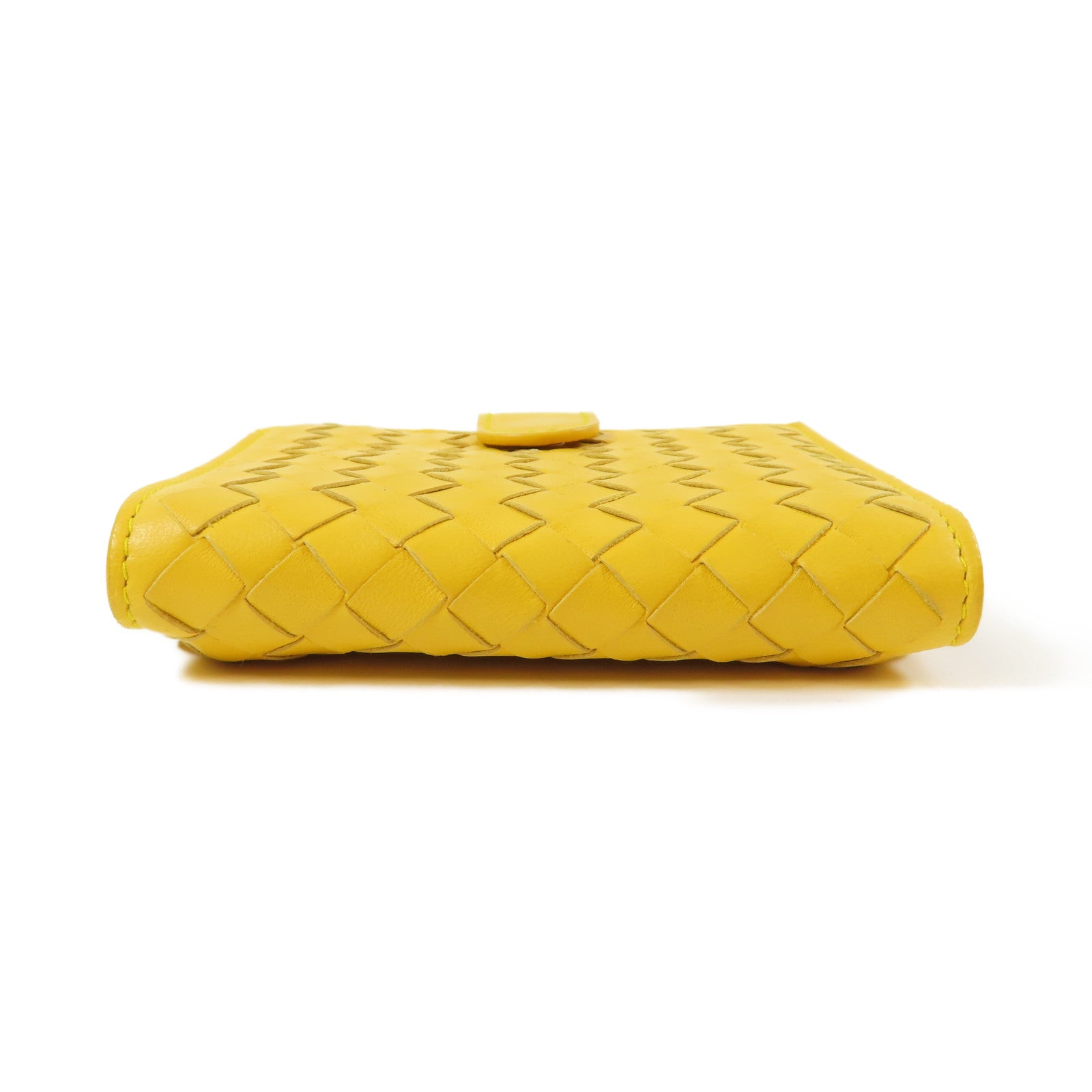 BOTTEGA VENETA 【激減優惠】織紋牛皮皮革Wallet金扣錢包黃色