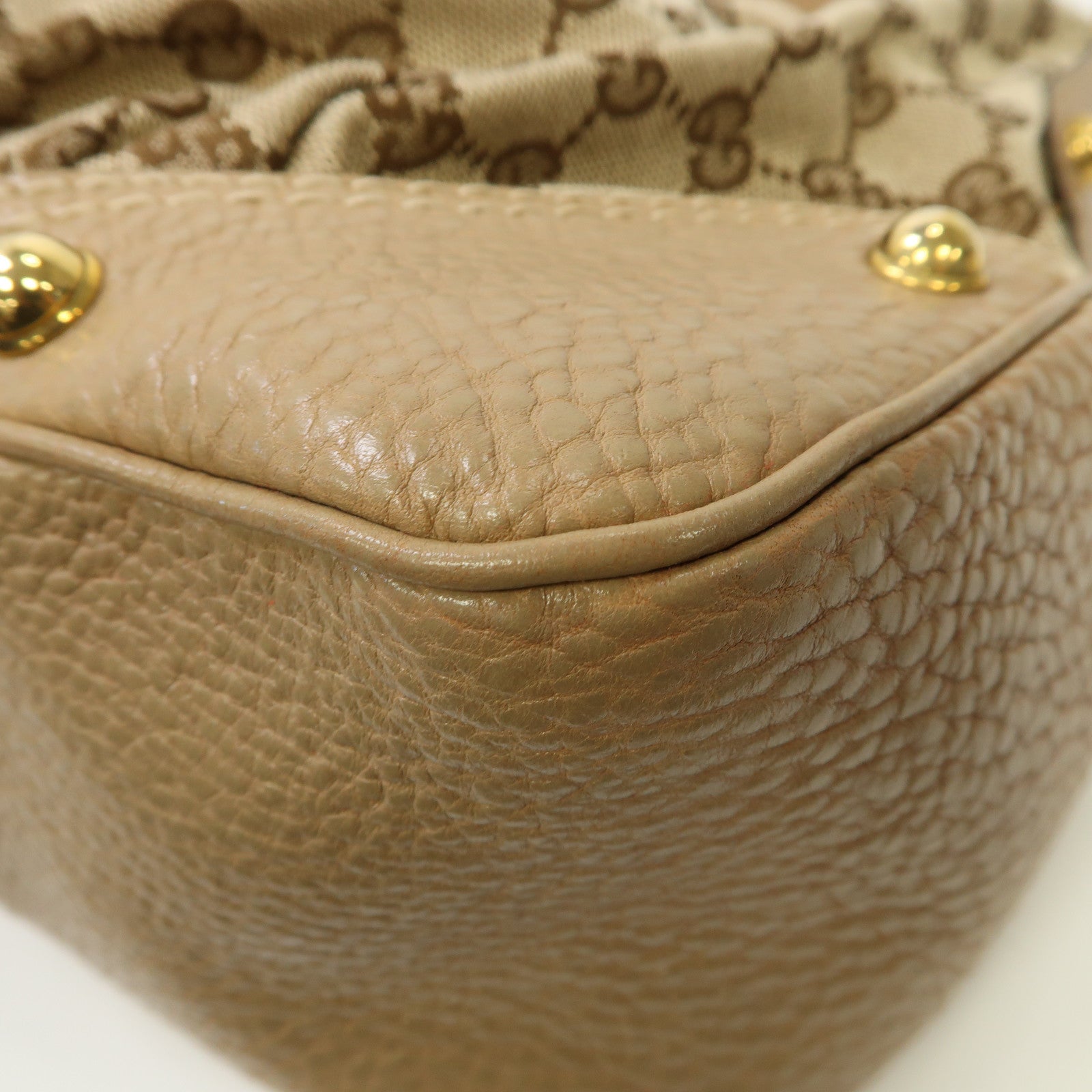 GUCCI 帆布Shoulder Bag金扣肩背袋米色