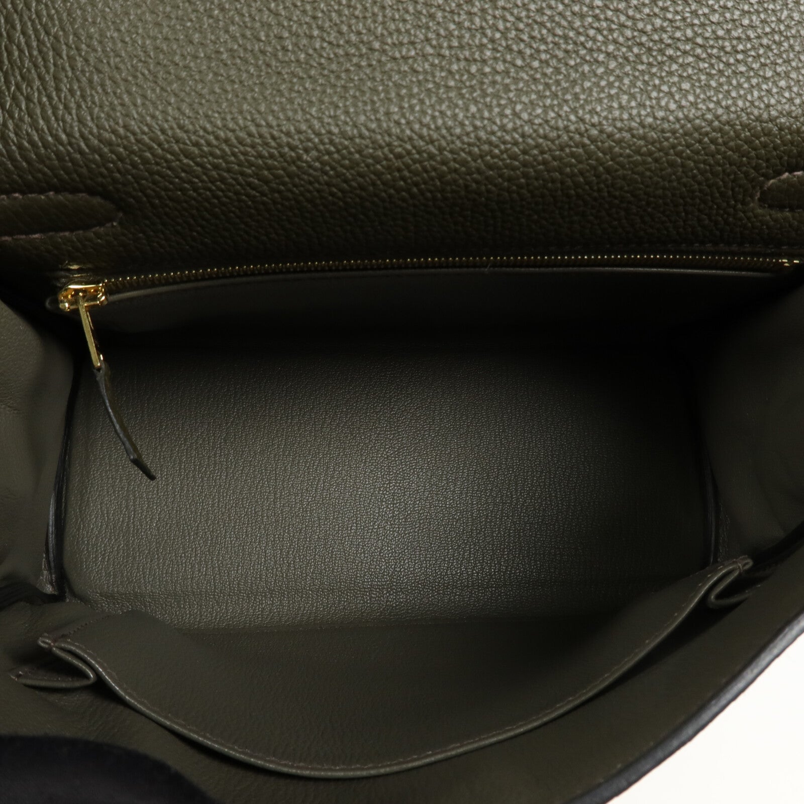 HERMES Togo皮革Kelly 25金扣手挽肩背兩用袋Vert de Gris