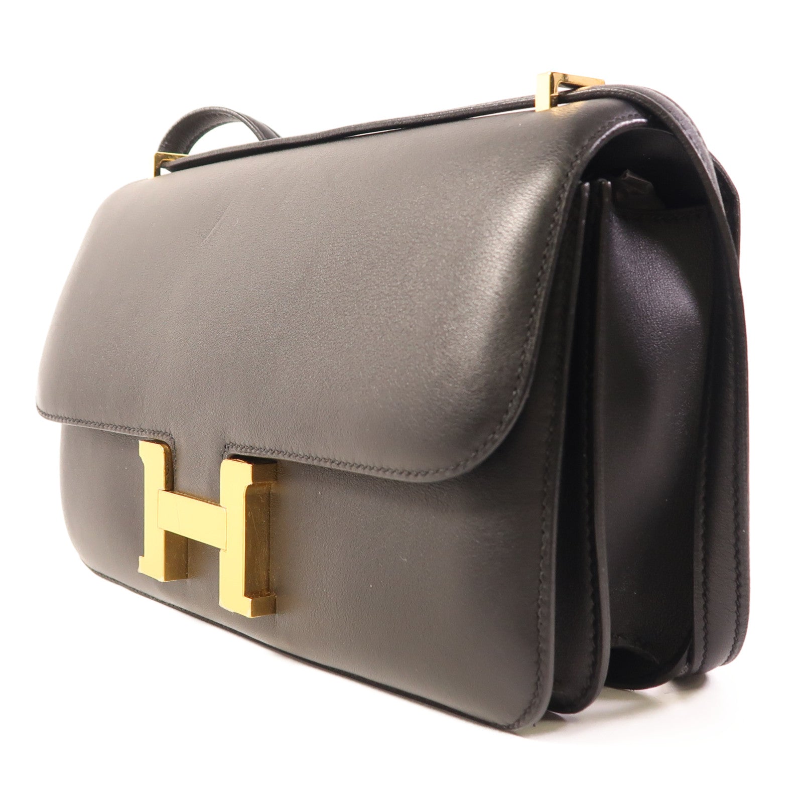 HERMES Swift皮革Constance Elan金扣肩背袋Noir
