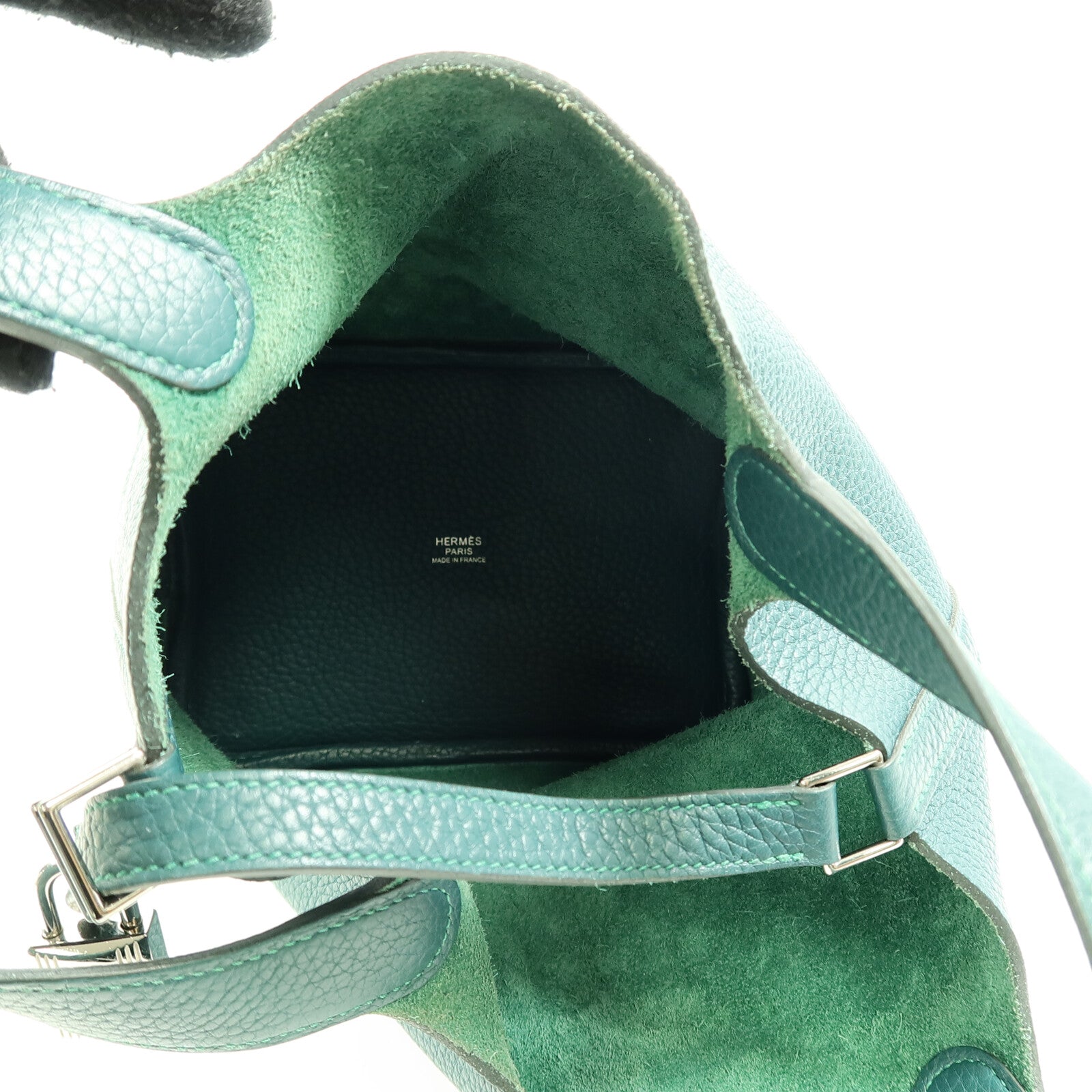HERMES Clemence皮革Picotin PM手挽袋Vert Bosphore