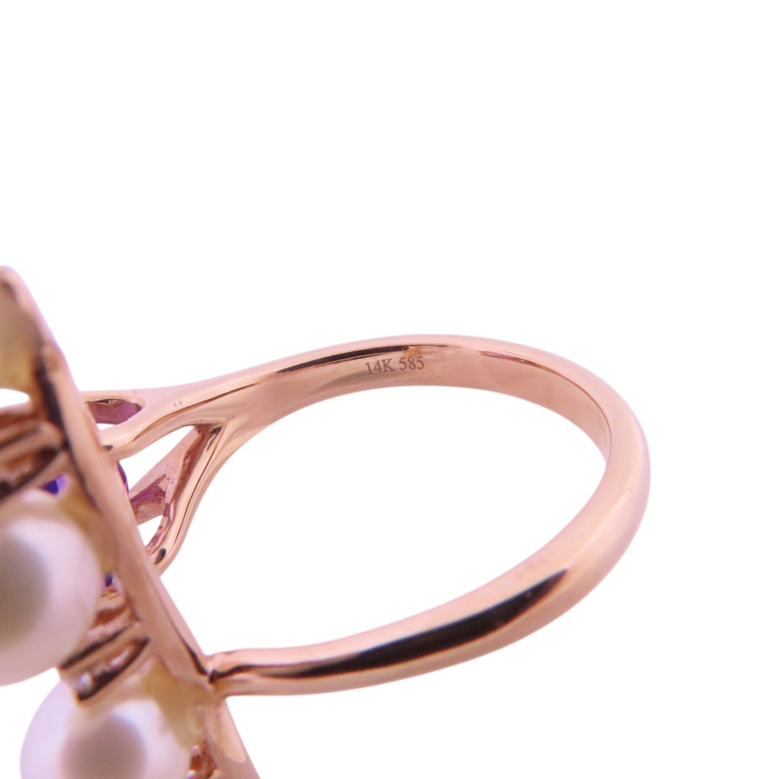 JEWELRY 14K玫瑰金PearlAmethyst  Ring珍珠/紫晶戒指US#6.25
