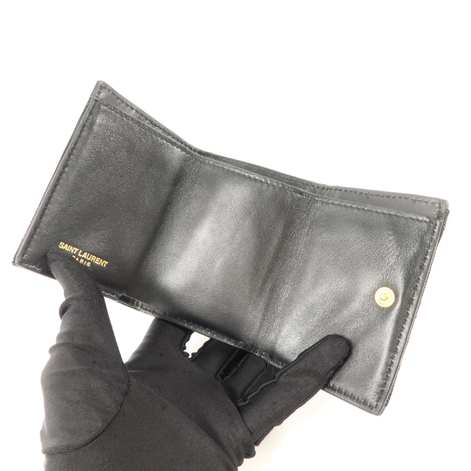 SAINT LAURENT 牛皮皮革Trifold Wallet錢包