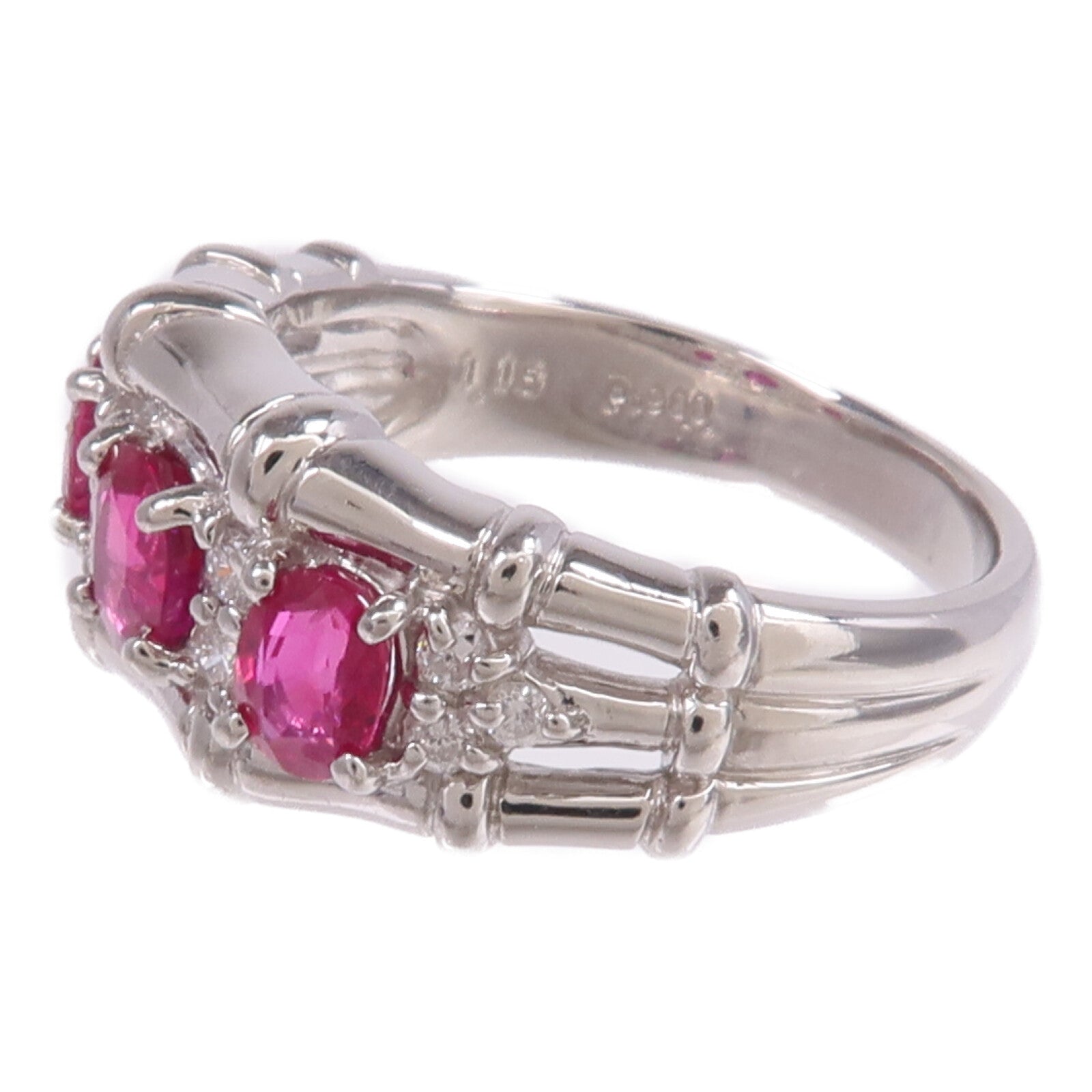 JEWELRY PT900鉑金Ruby Diamond Ring紅寶石/鑽石戒指US#6.25