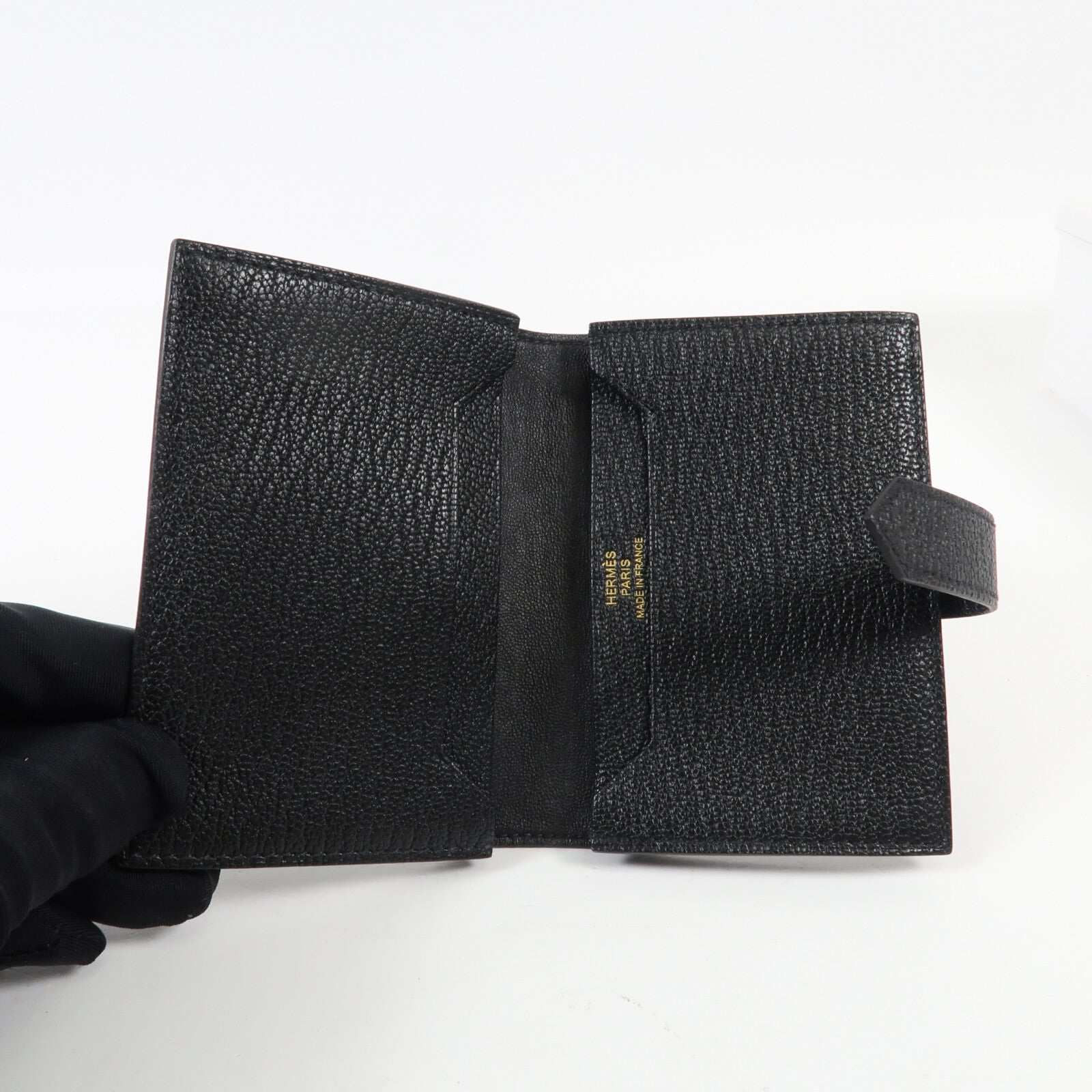 HERMES Chevre皮革Bearn Card Case金扣卡片套