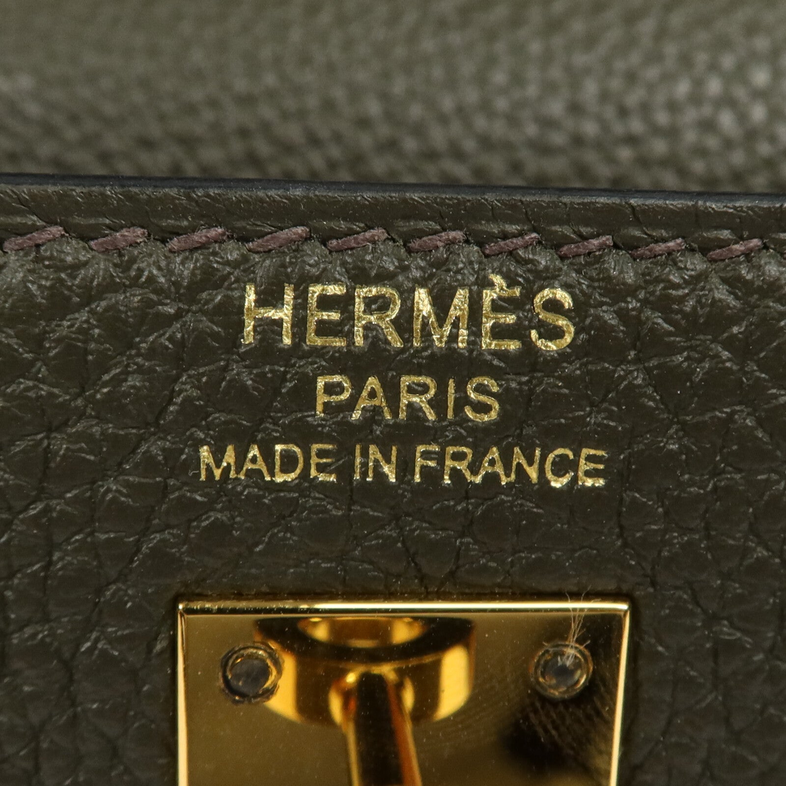 HERMES Togo皮革Kelly 25金扣手挽肩背兩用袋Vert de Gris