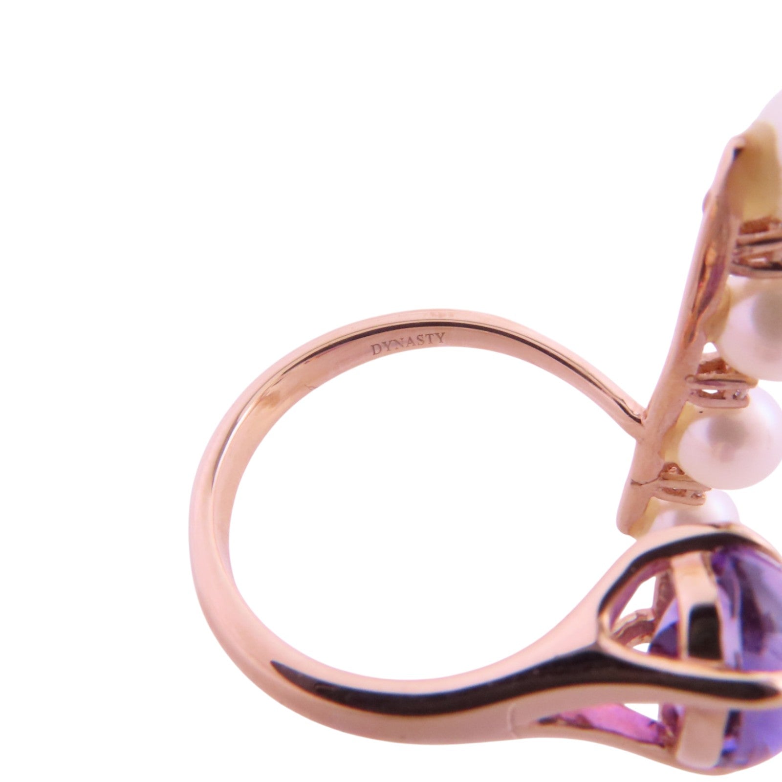 JEWELRY 14K玫瑰金PearlAmethyst  Ring珍珠/紫晶戒指US#6.25