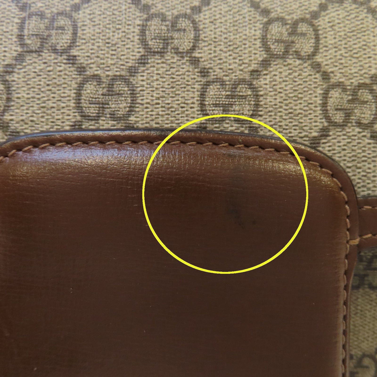 GUCCI 塗層帆布Horsebit 1955金扣肩背袋啡色