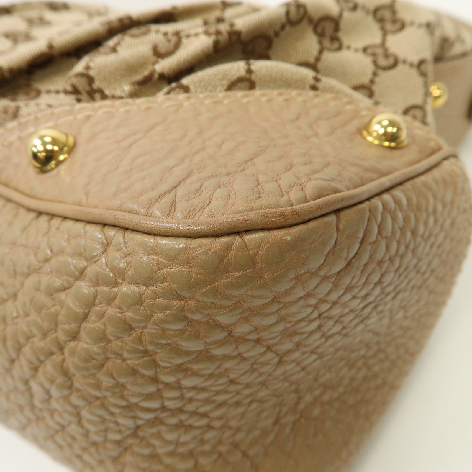 GUCCI 帆布Shoulder Bag金扣肩背袋米色