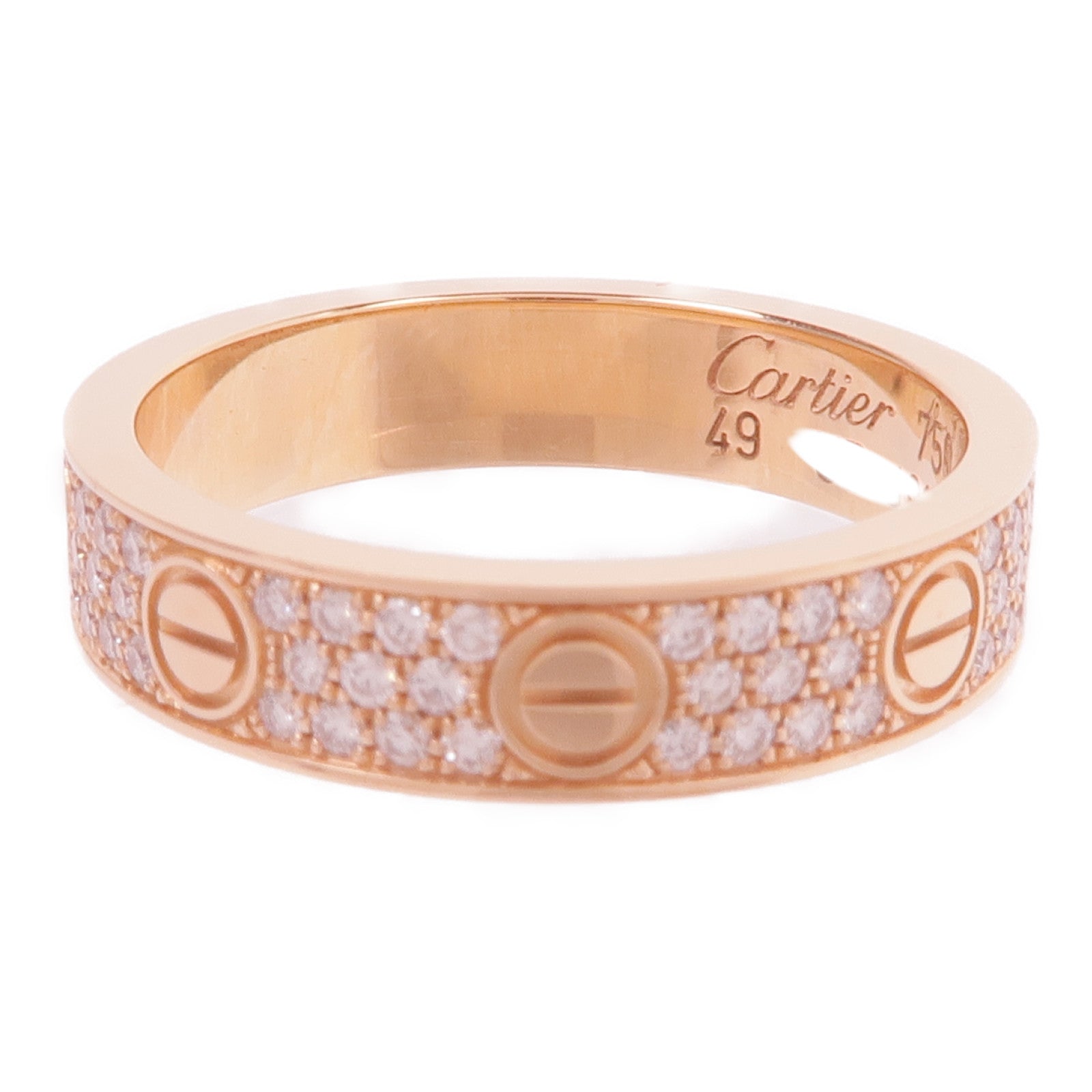 CARTIER 18K玫瑰金Love Ring Small Model Paved鑽石戒指Cartier#49/US#5